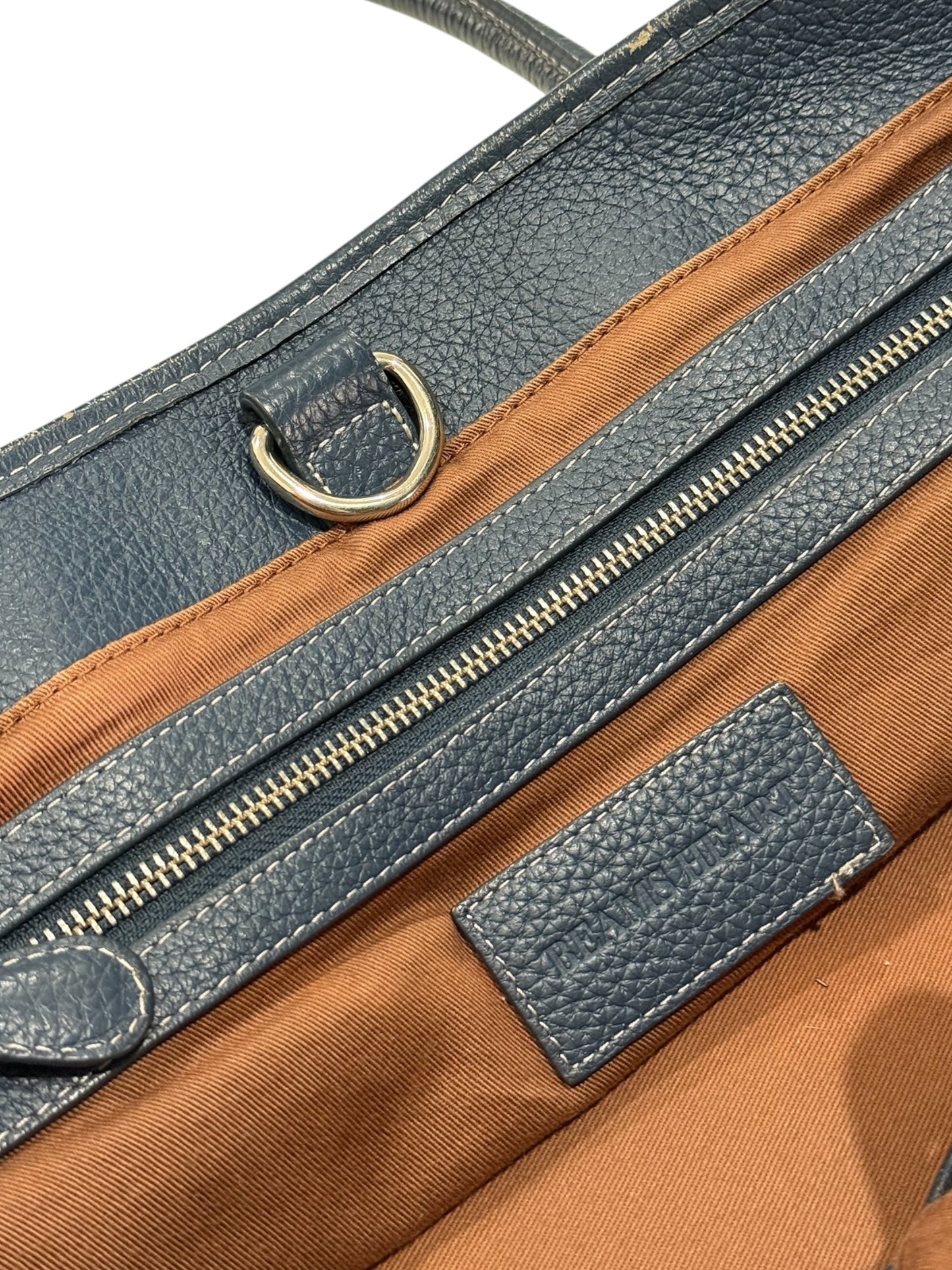 Beams Heart Navy Pebbled Leather Tote Bag Large Shopper Shoulder Bag