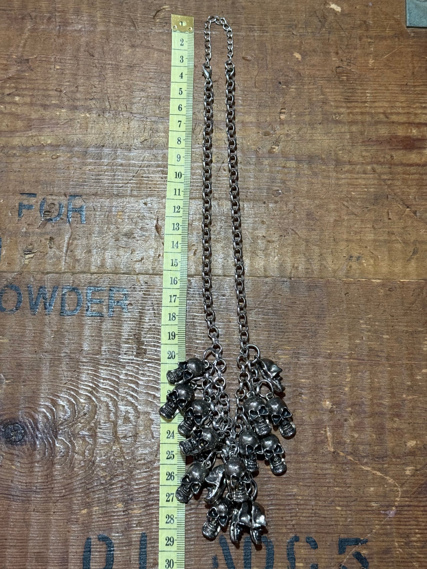 Vintage Gothic Multi Skull Charm Statement Necklace