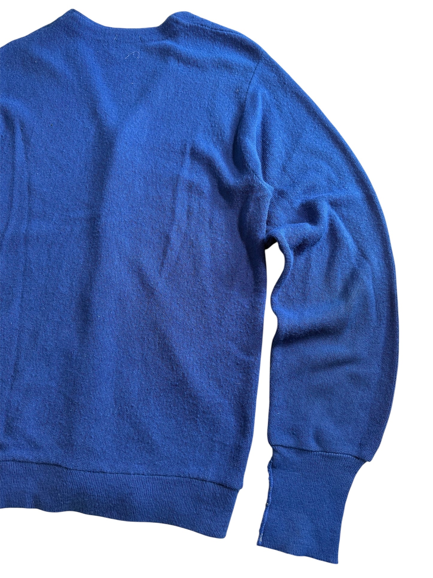 Vintage 1960s–70s Orlon Acrylic Knit Blue Cardigan Made In Usa