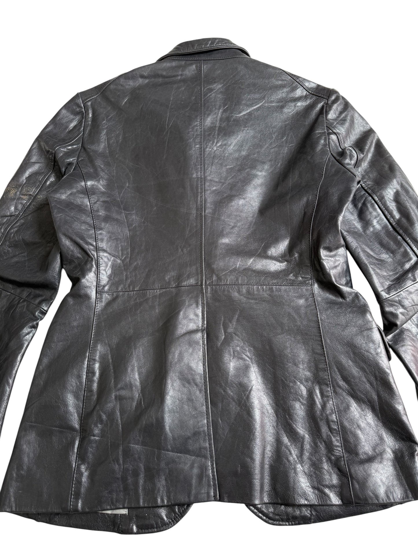 IKKA Womens Black Leather Blazer Medium
