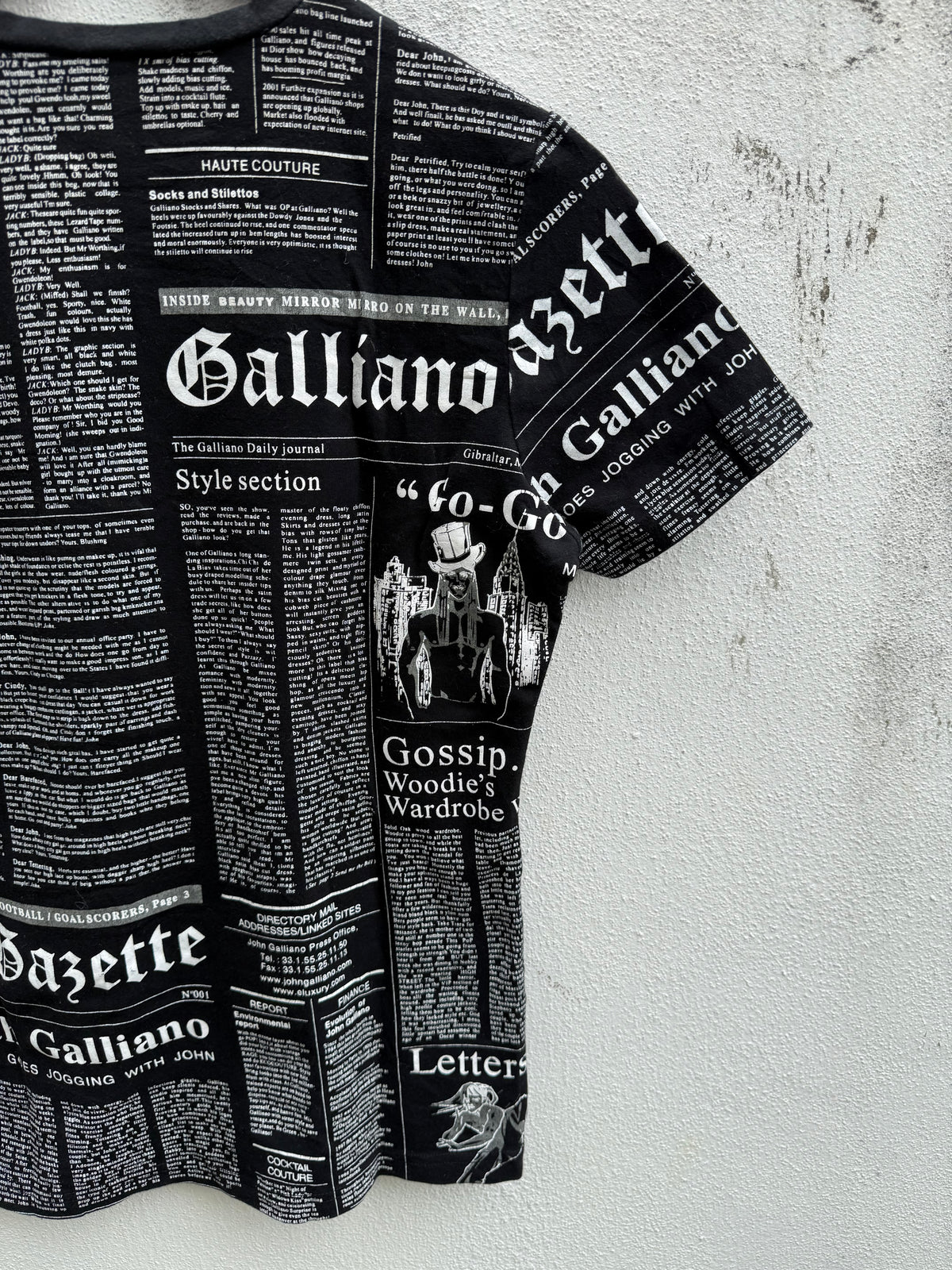Vintage John Galliano Newspaper Tshirt Made In Italy