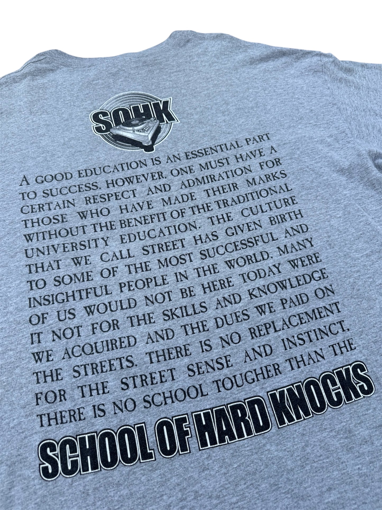 School of Hard Knocks DJ Turntable Tee 2000s Streetwear Hip-Hop