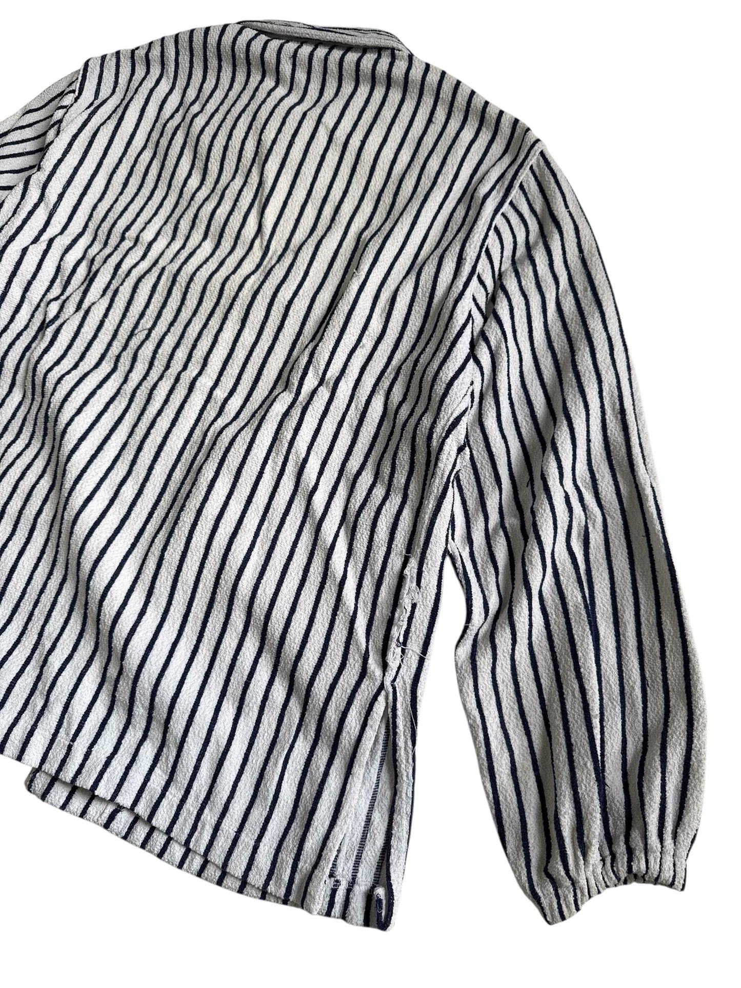 Vintage 1960s 70s Abercrombie & Fitch Terry Cloth Striped Zip Jacket