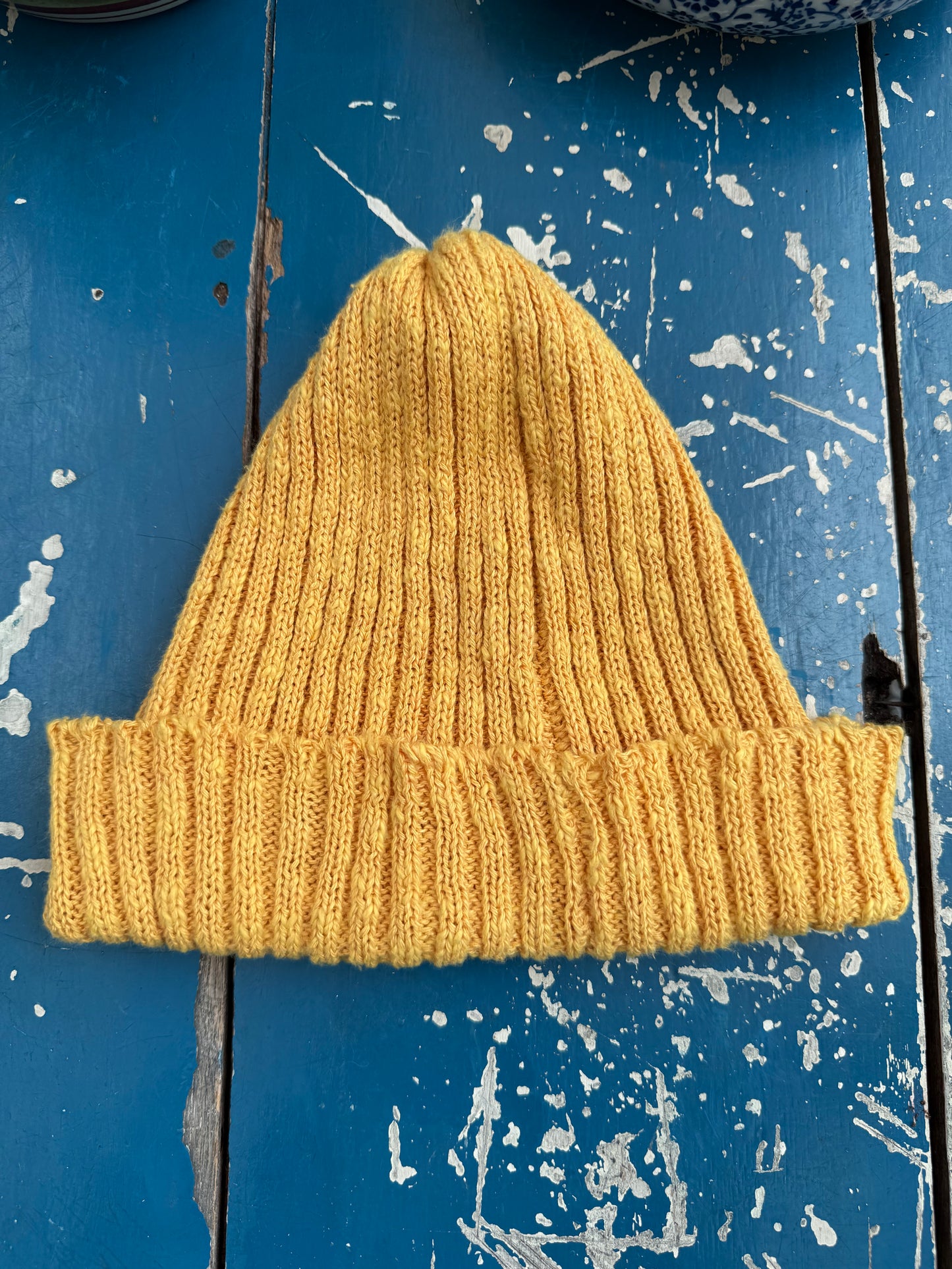 BEAMS Japan Made in England Mustard Yellow Rib Knit Beanie