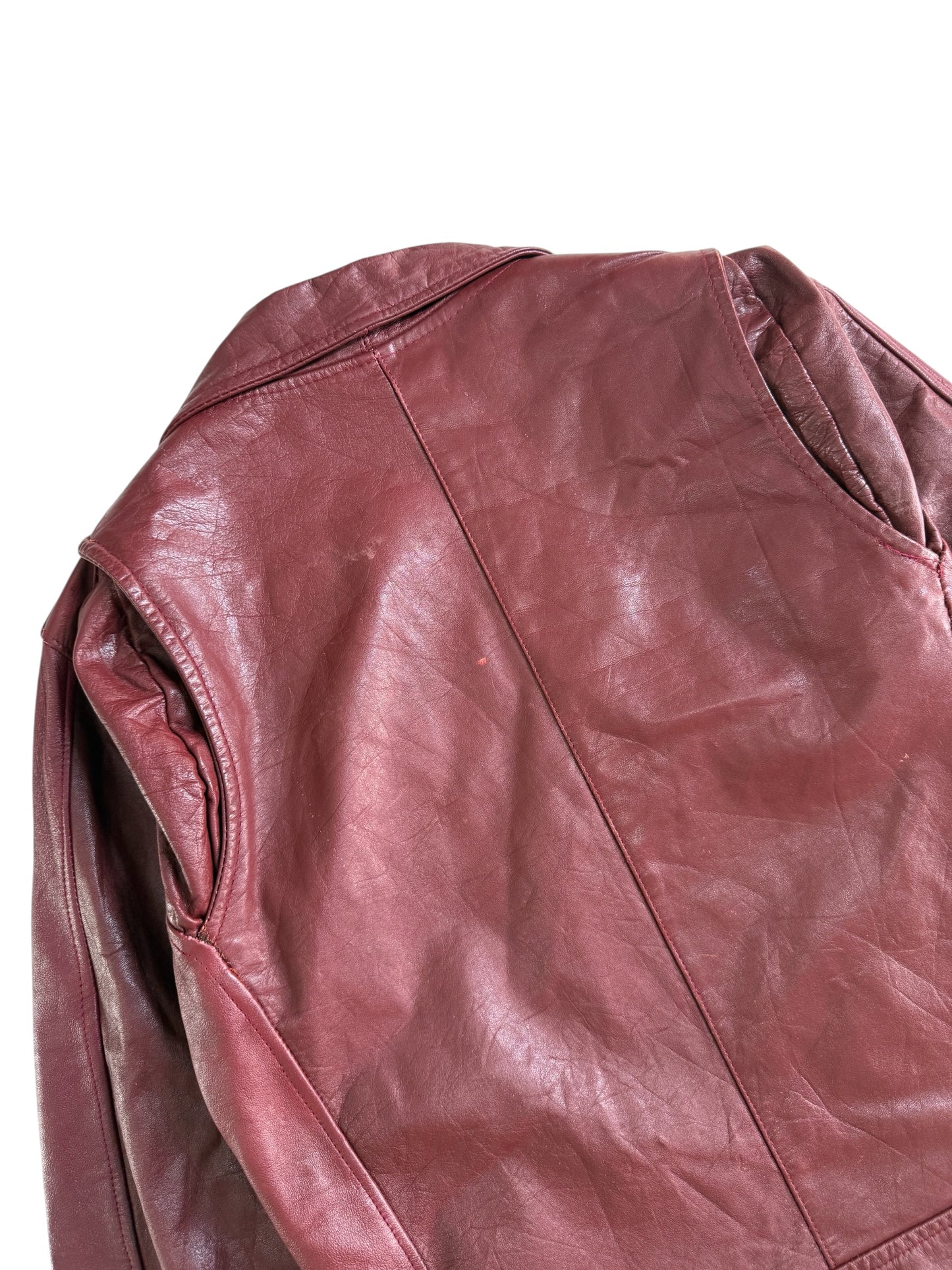 Vintage Burgundy Leather Biker Jacket Women’s Motorcycle Jacket