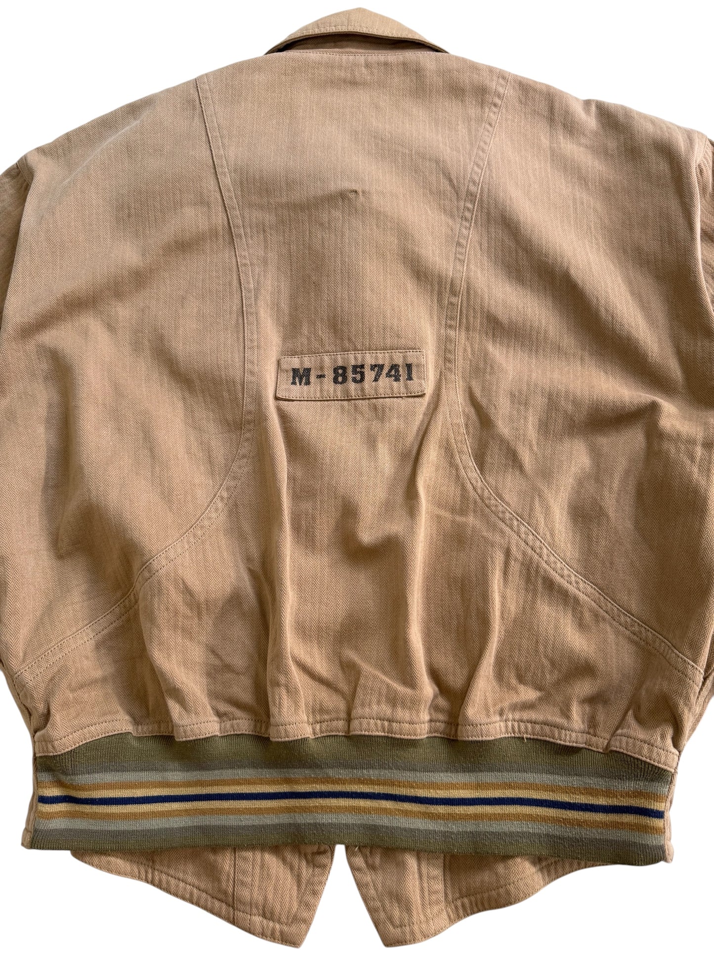 Vintage 180s-90s Lets Bandit Melrose Herringbone Motorcycle Jacket Tan Brown