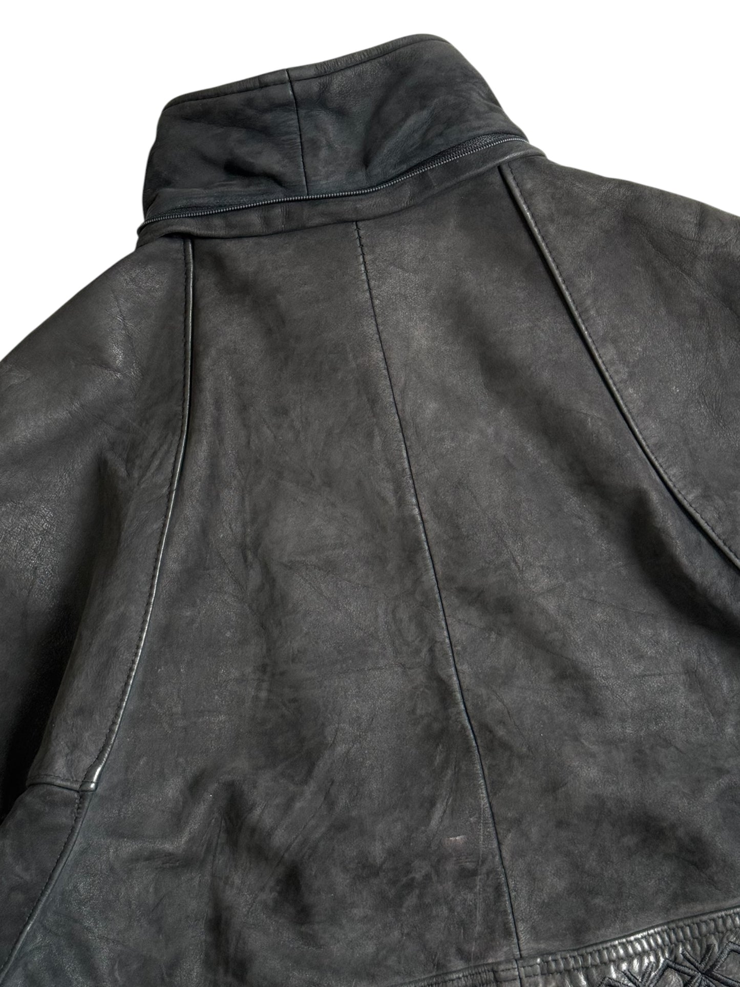 Vintage 1980s Natural Stefany French Tanners Leather Toggle Coat