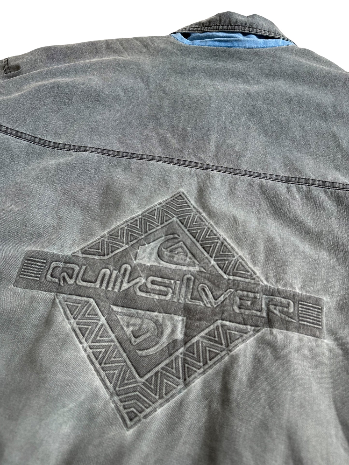 Vintage Quiksilver Made in USA Faded Canvas Zip Jacket Grey Surf Skate