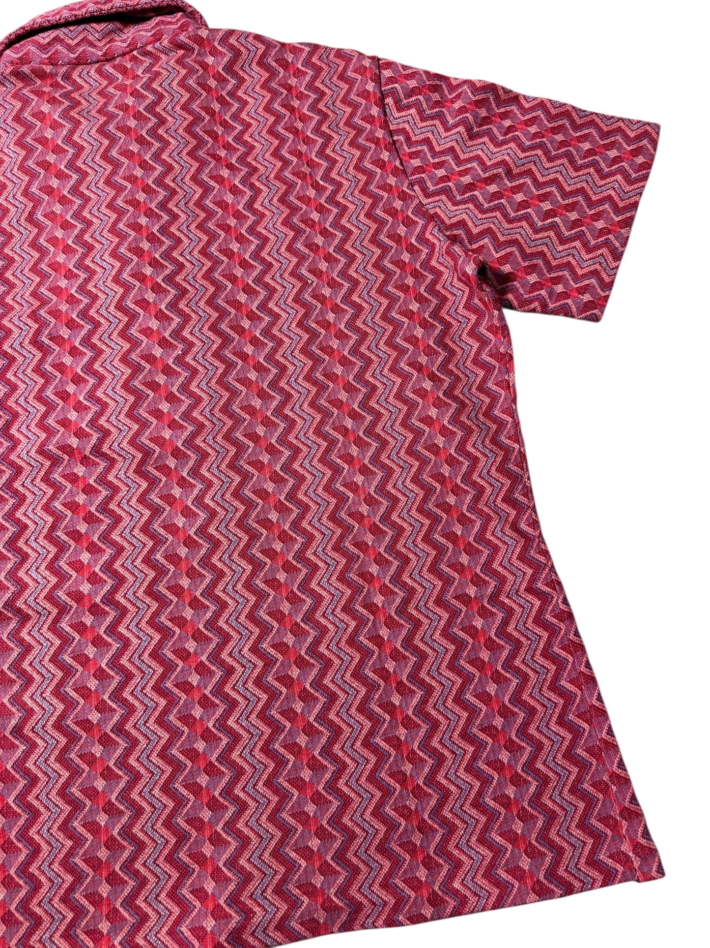True Vintage 1950s–60s Hartog for May Co Woven Jacquard Shirt Zigzag Pattern