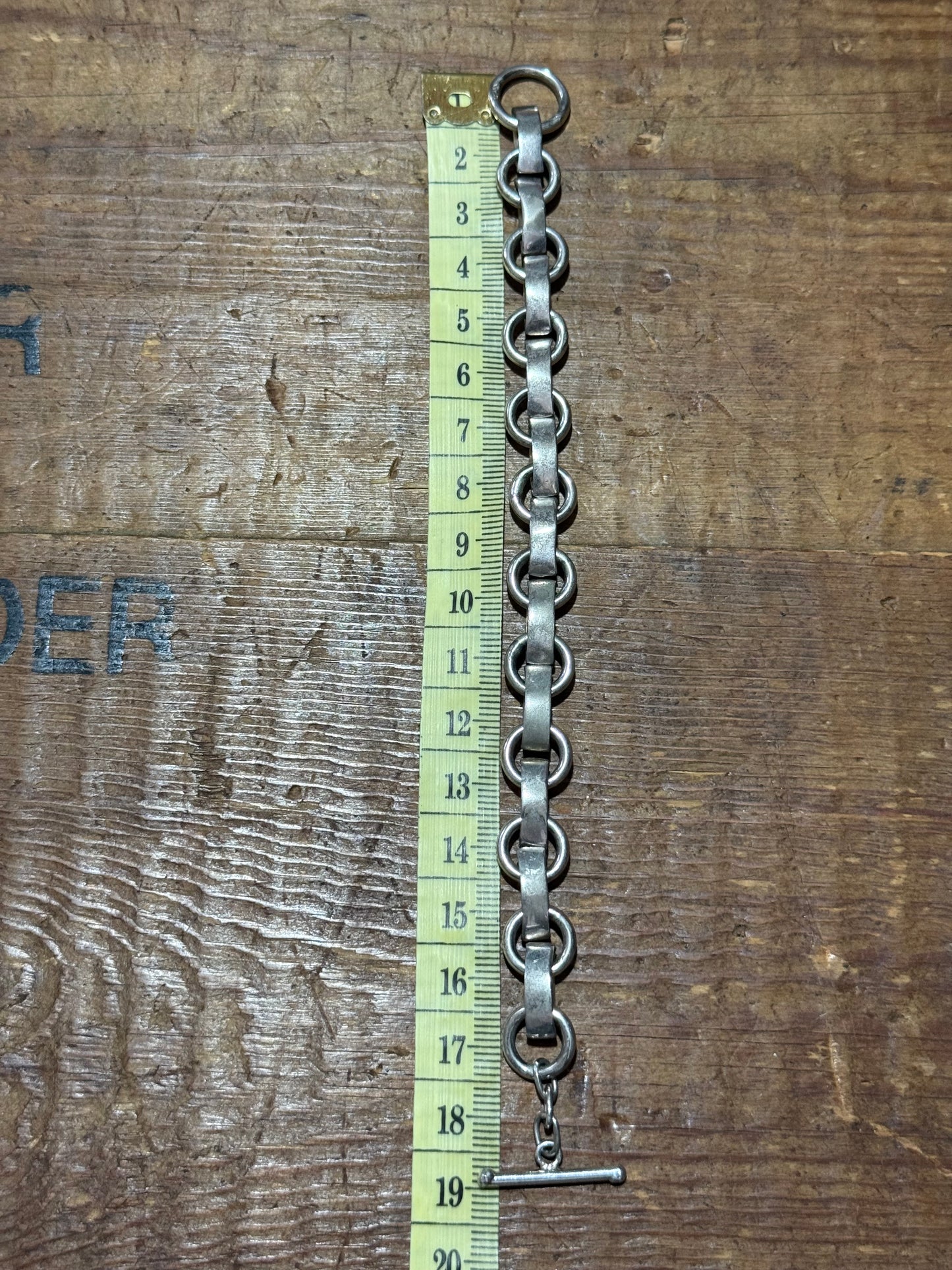 Vintage Industrial Chain Bracelet Toggle Clasp Sterling Silver