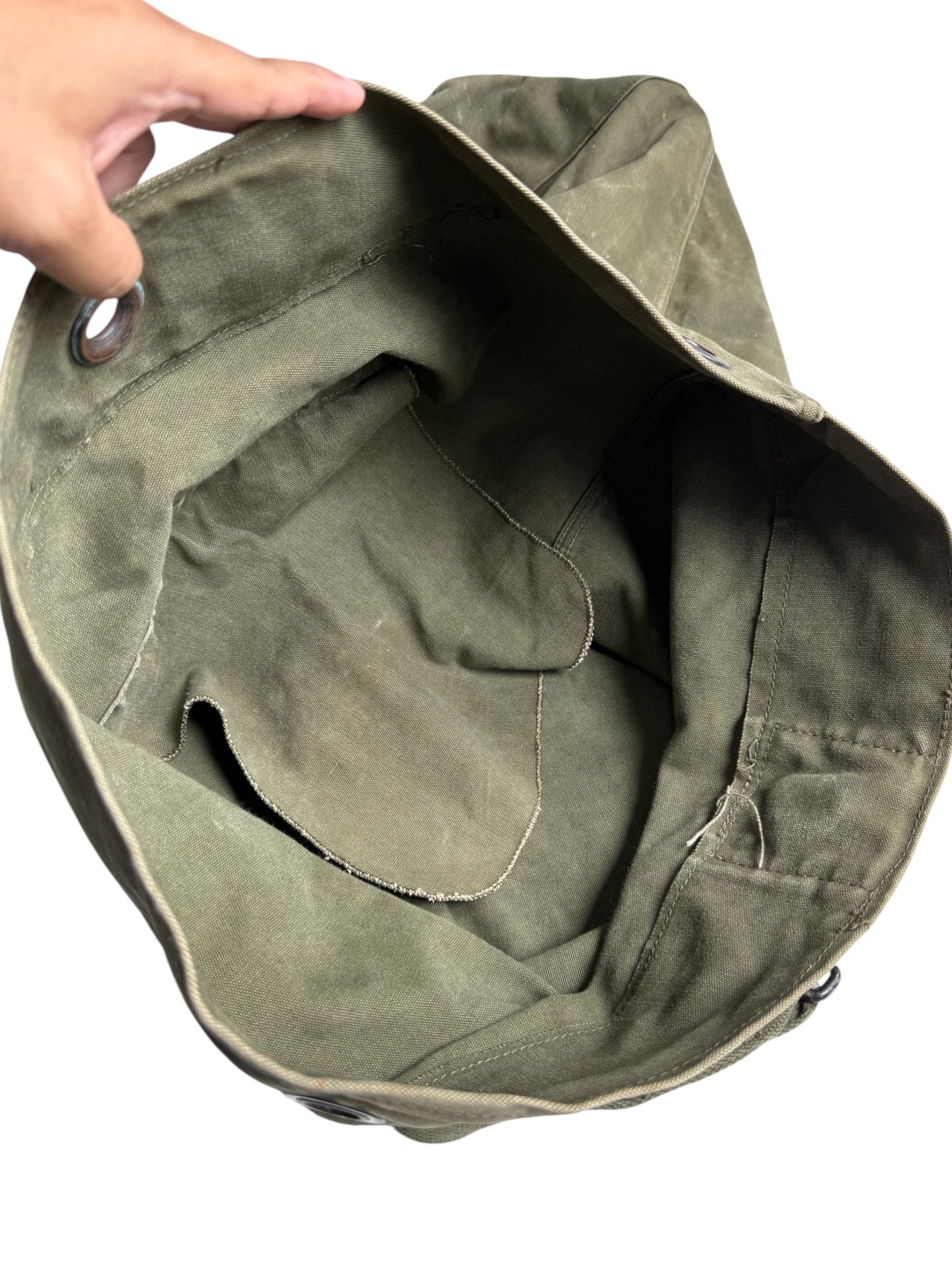 Vintage 50s-60s Us Army Olive Drab Canvas Top-Load Duffle Bag
