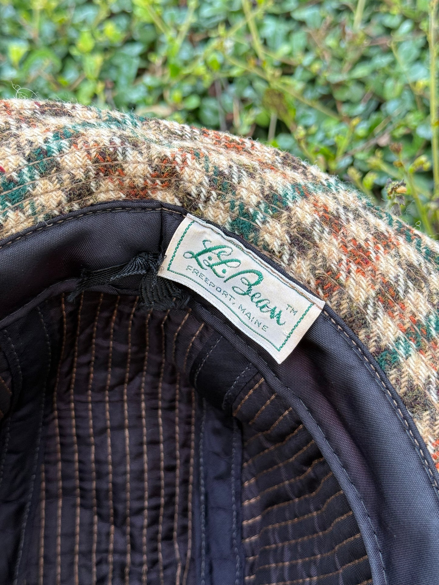 Vintage 1970s LL Bean Wool Bucket Hat Made in USA Tweed Check