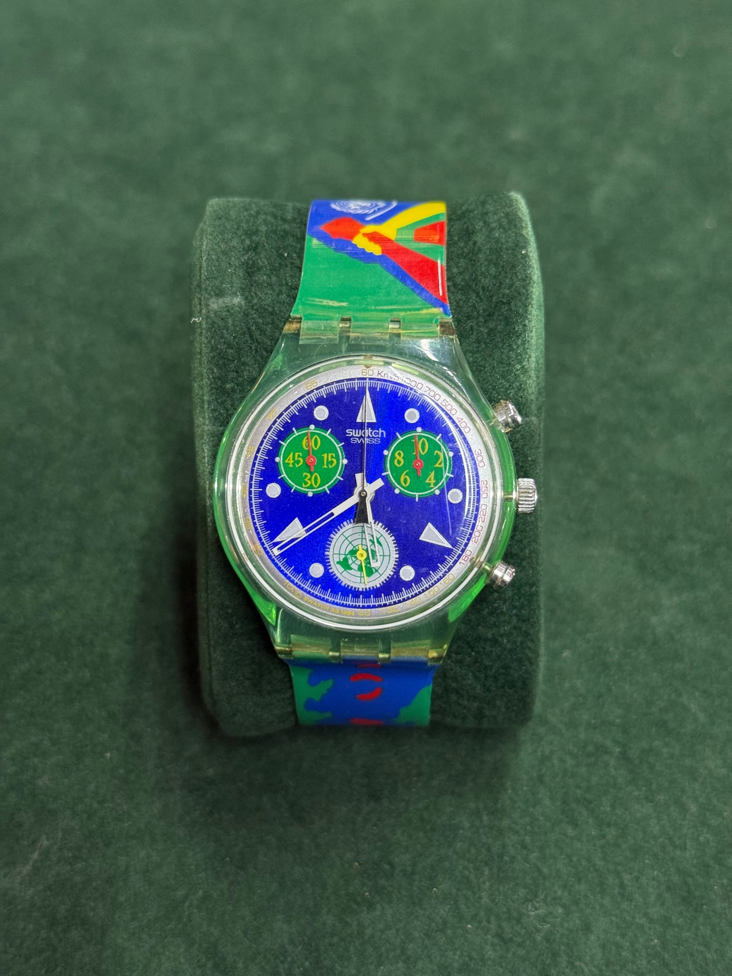 Vintage Swatch 50th Anniversary United Nation AG 1994 Chronograph Watch