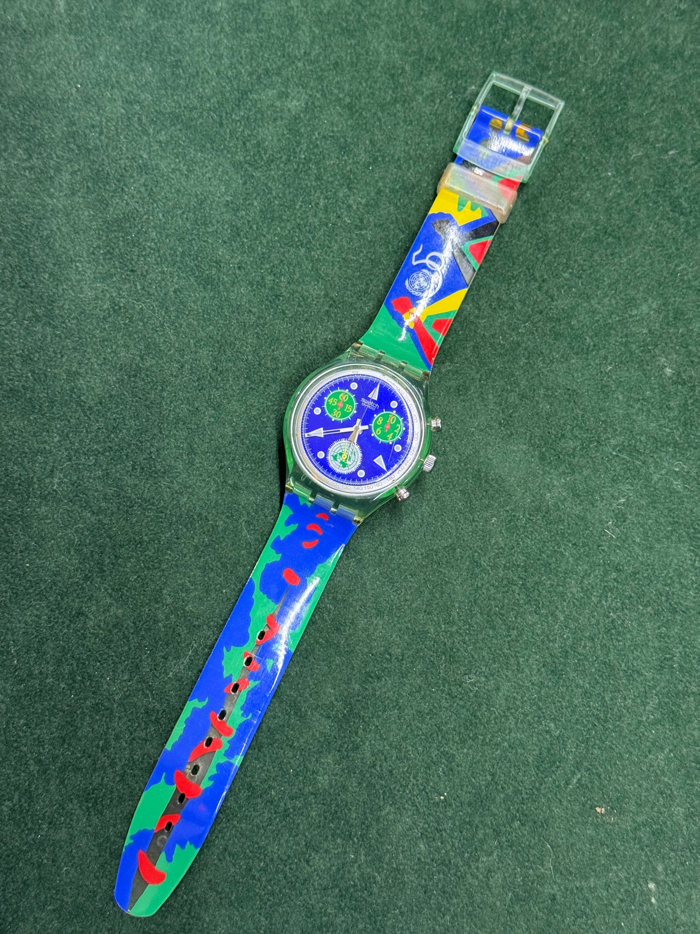 Vintage Swatch 50th Anniversary United Nation AG 1994 Chronograph Watch