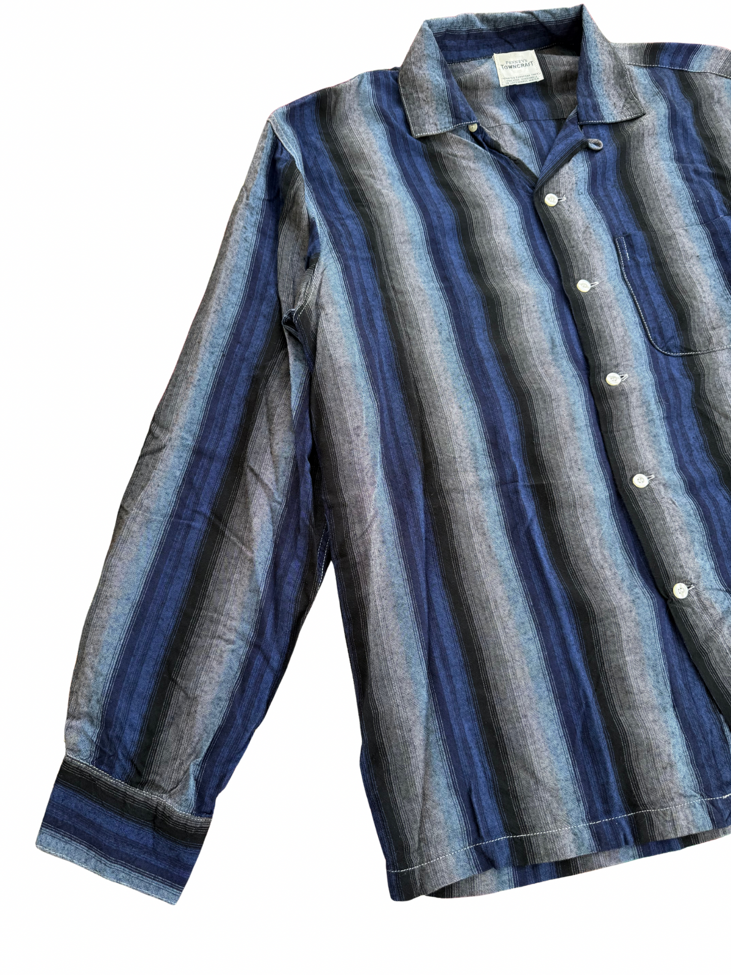 Vintage 1960s Penney’s Towncraft Shadow Stripe Rayon Shirt
