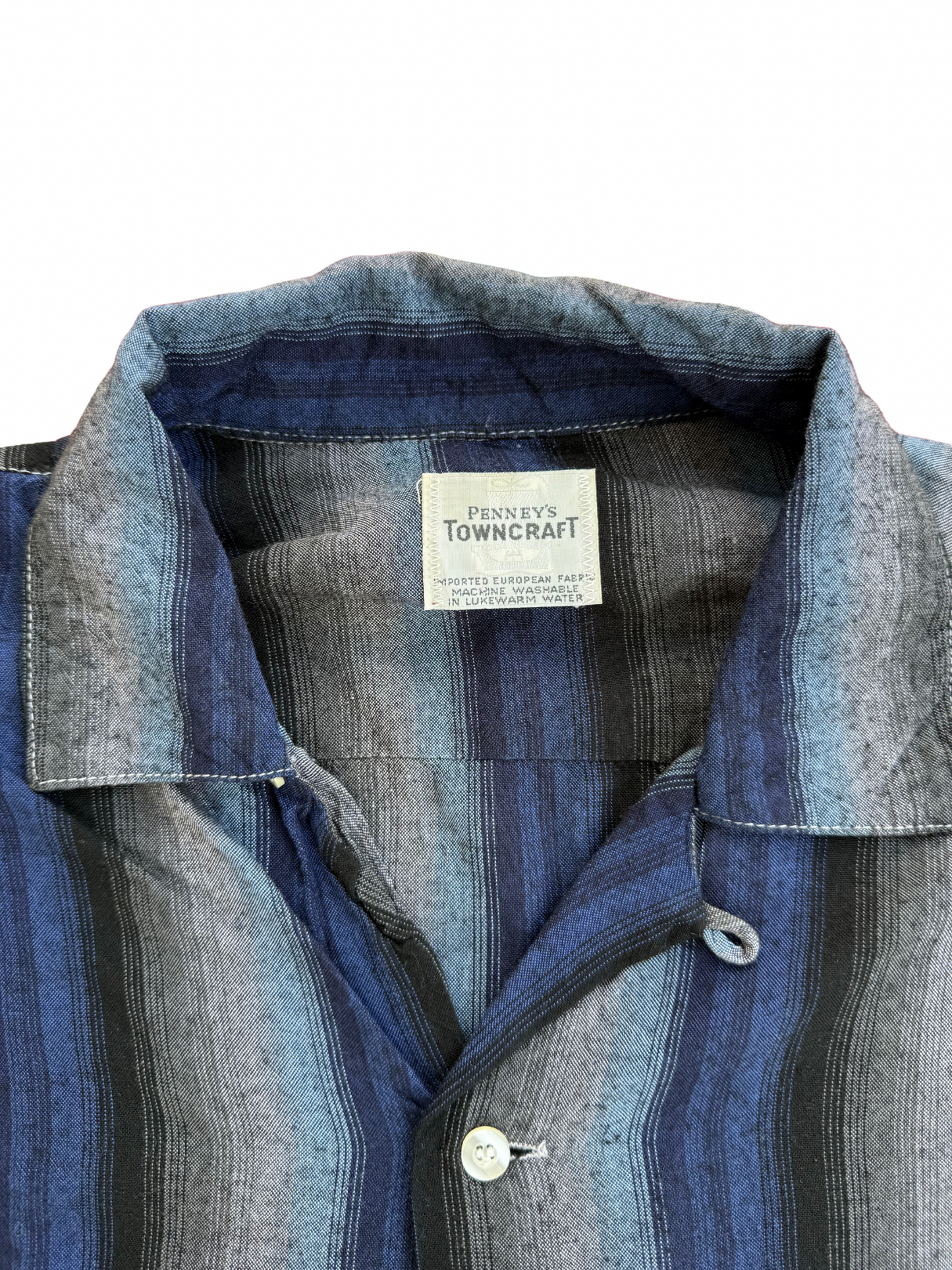 Vintage 1960s Penney’s Towncraft Shadow Stripe Rayon Shirt