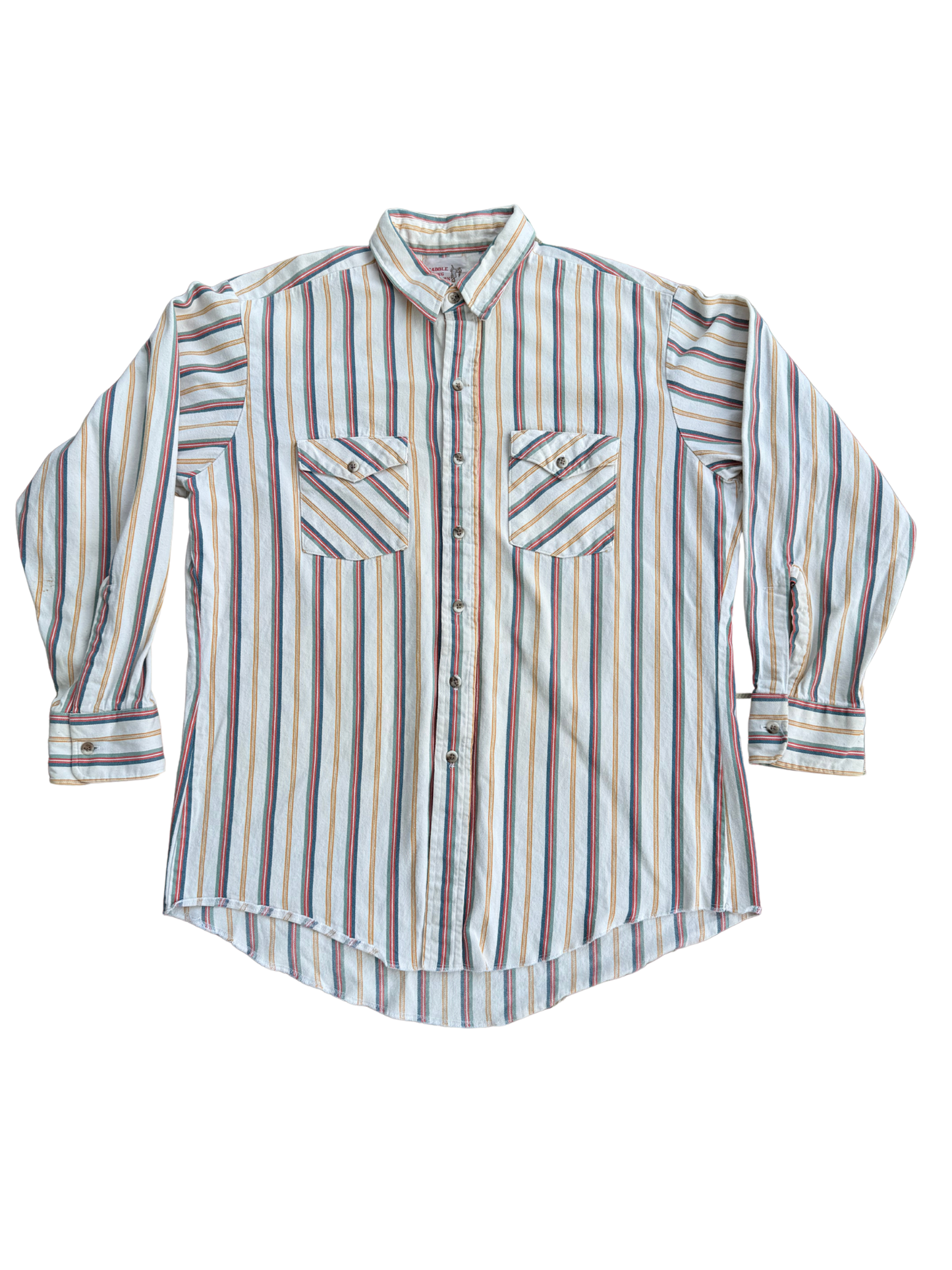 Vintage 1970s Saddle King Western Striped Cotton Shirt