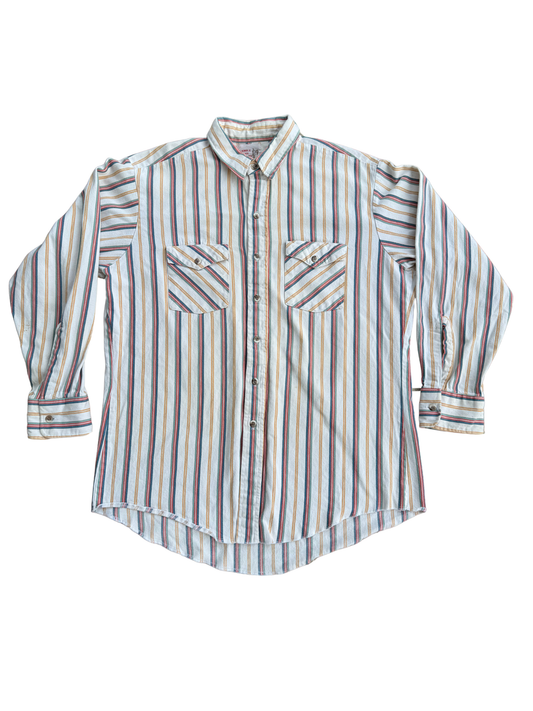 Vintage 1970s Saddle King Western Striped Cotton Shirt