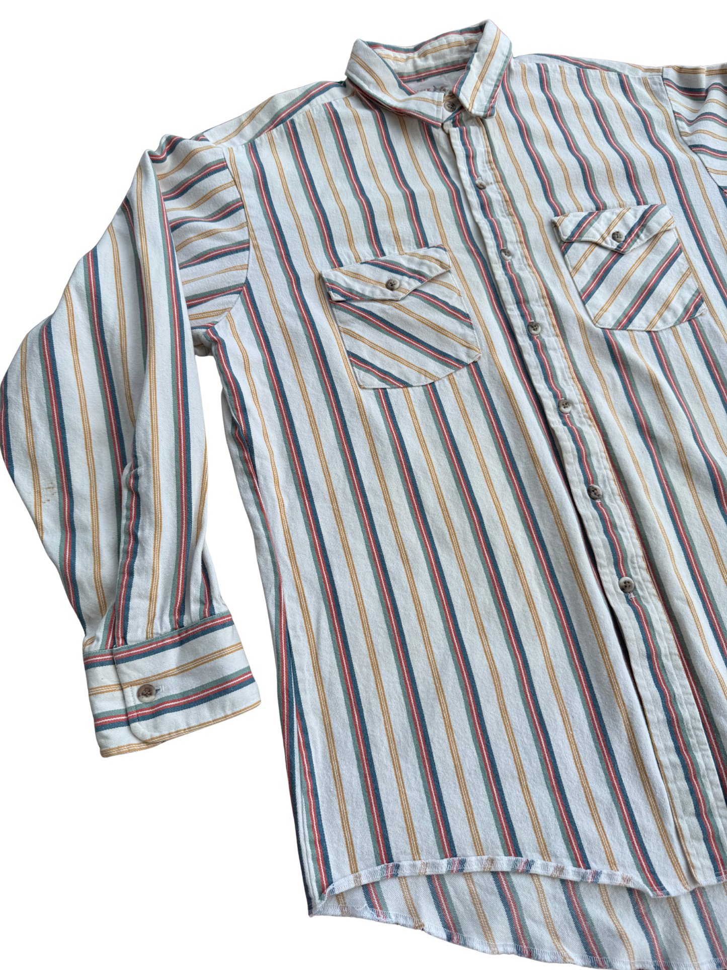 Vintage 1970s Saddle King Western Striped Cotton Shirt