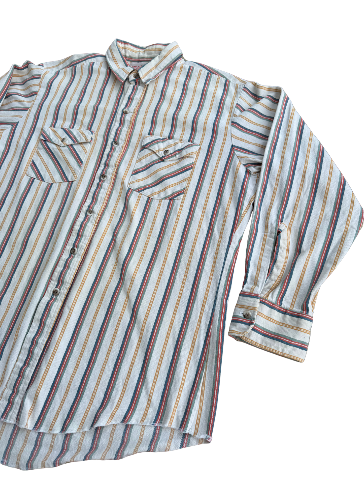 Vintage 1970s Saddle King Western Striped Cotton Shirt