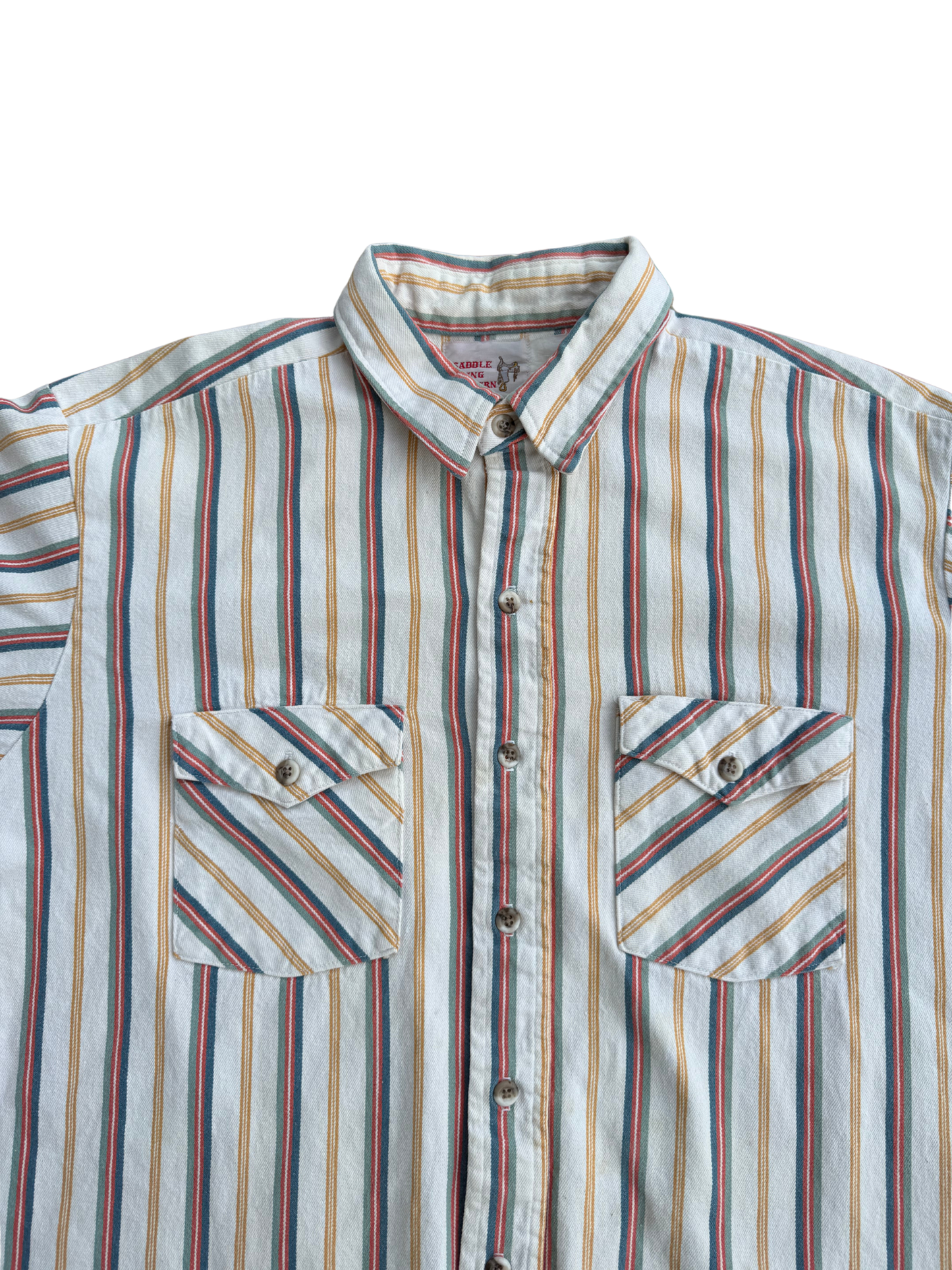 Vintage 1970s Saddle King Western Striped Cotton Shirt