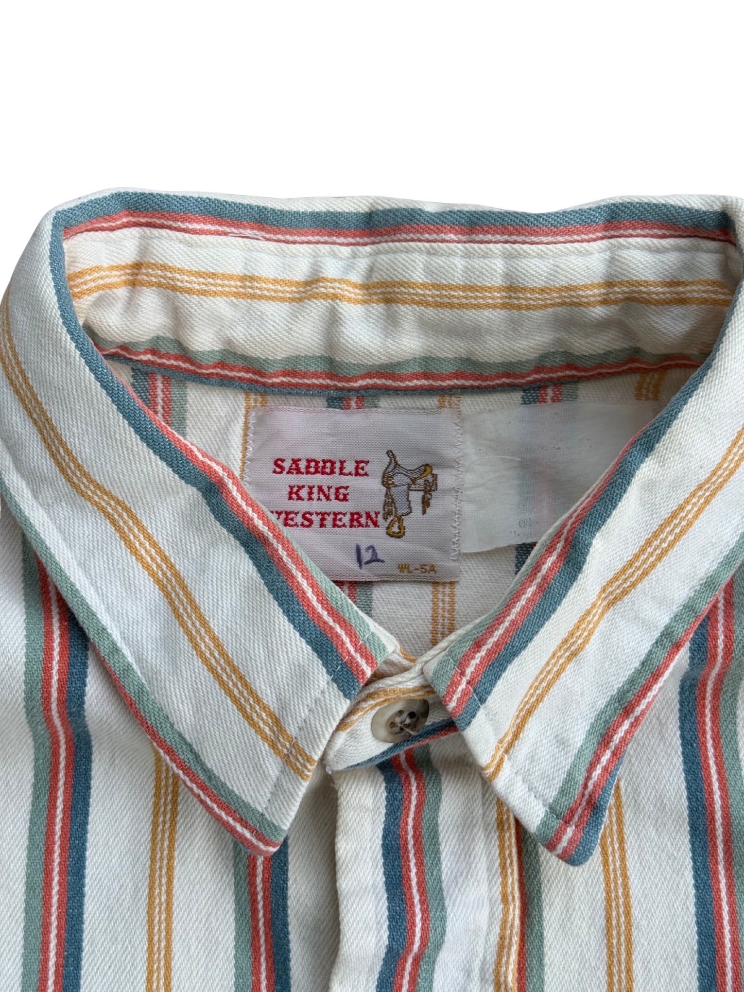 Vintage 1970s Saddle King Western Striped Cotton Shirt