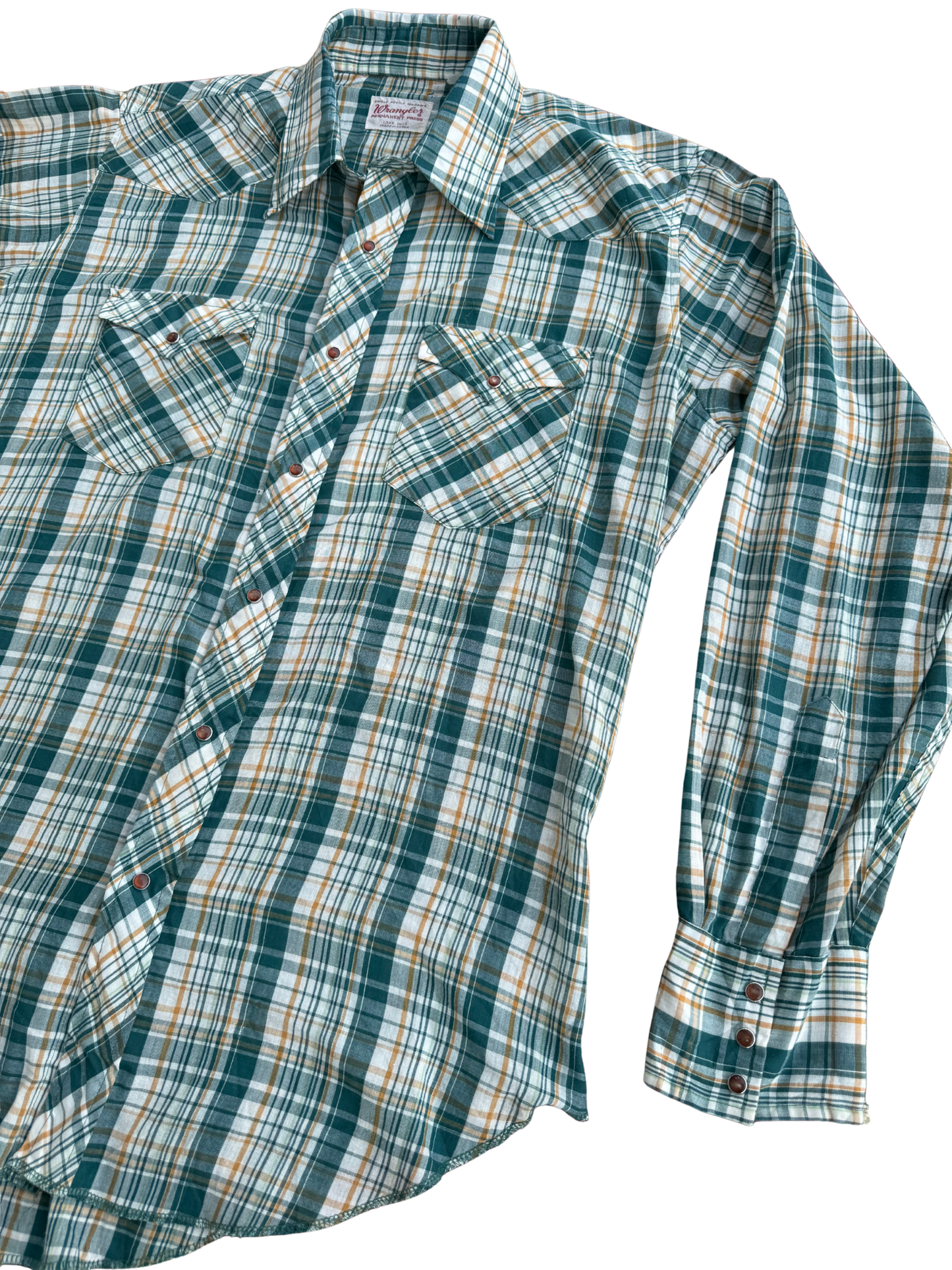 Vintage Wrangler “Permanent Press” Plaid Western Shirt