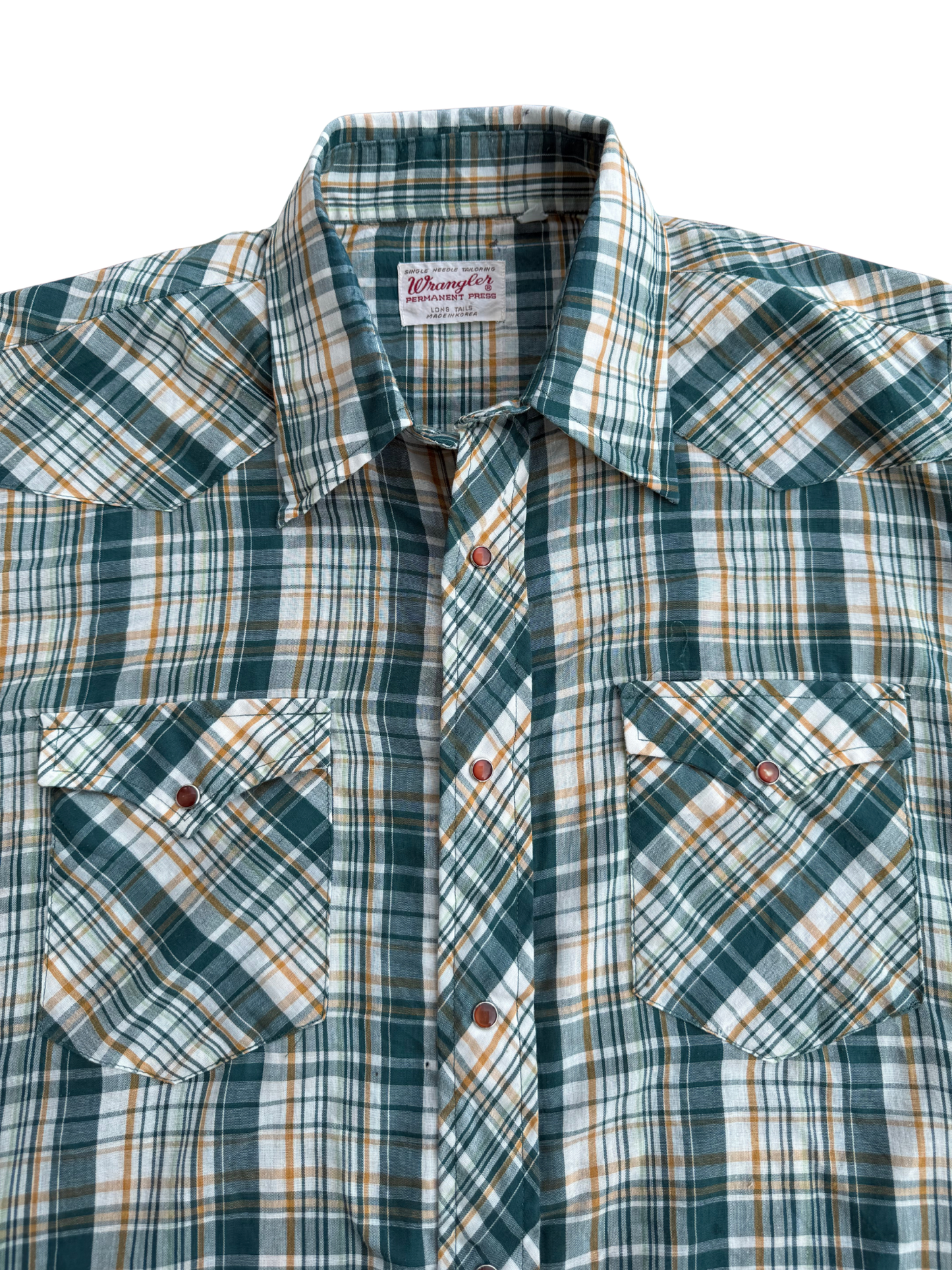 Vintage Wrangler “Permanent Press” Plaid Western Shirt