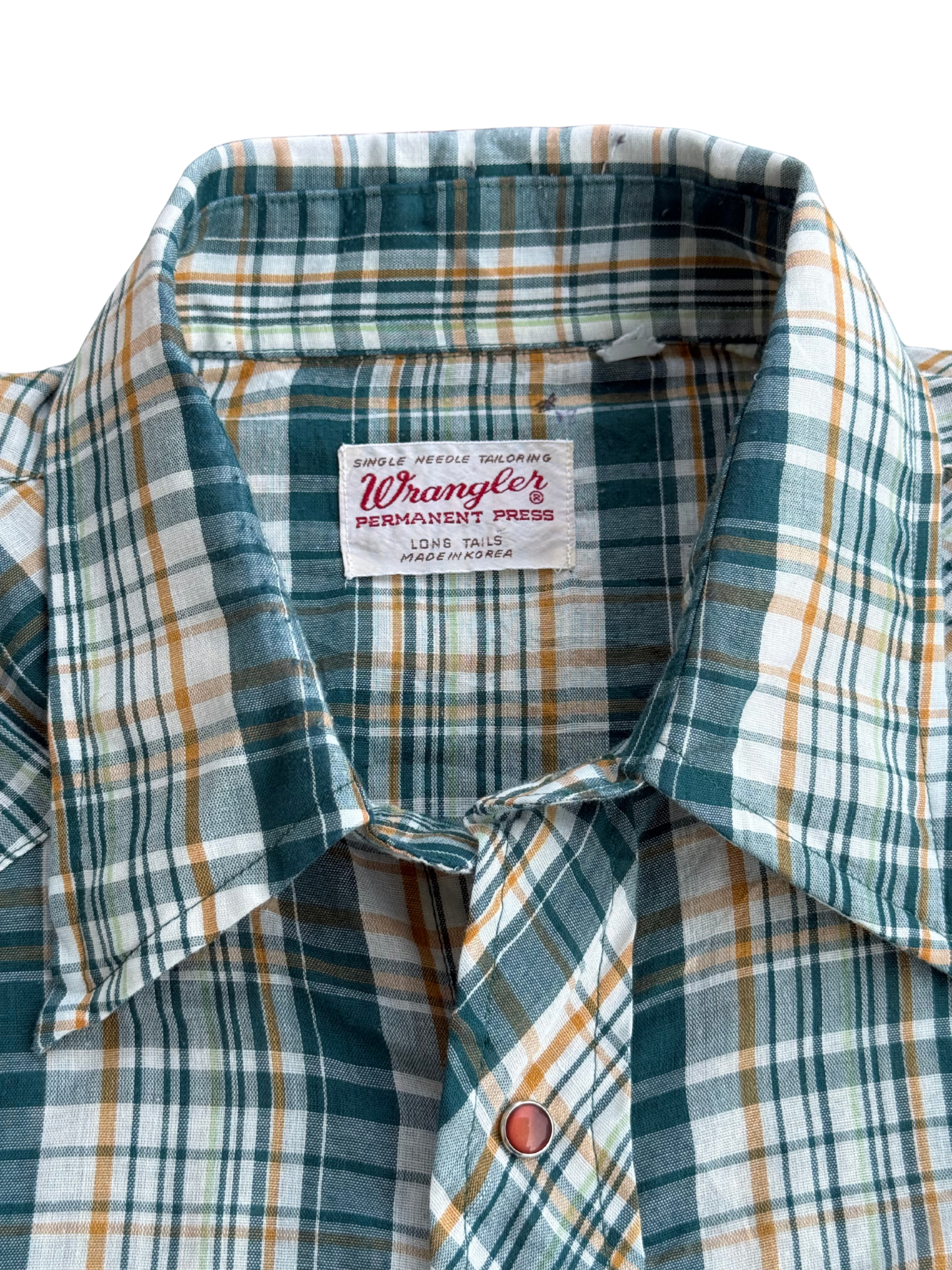 Vintage Wrangler “Permanent Press” Plaid Western Shirt