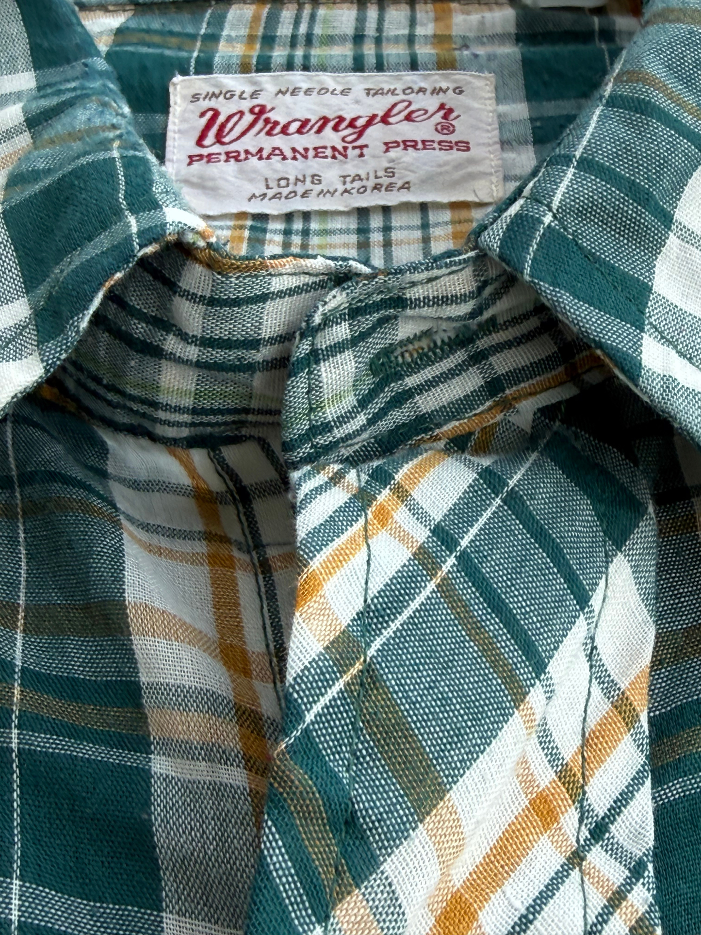 Vintage Wrangler “Permanent Press” Plaid Western Shirt