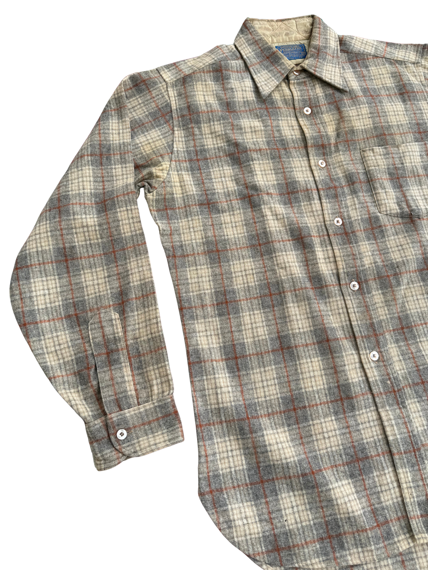 Vintage 1960s Pendleton “Grey Rust Check” Board Shirt