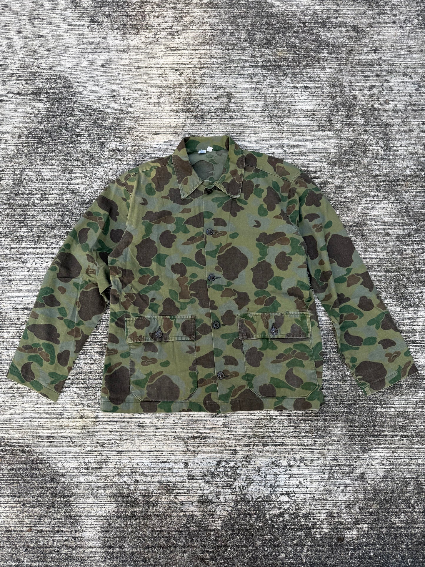 Vintage 1950s–60s Union Made ILGWU Frogskin Camo Hunting Jacket – USA Made