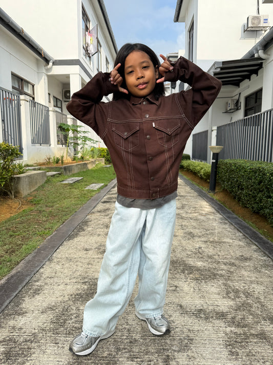 Vintage 70s-80s Levi’s Kids Type III Denim Jacket – Brown Cotton Twill