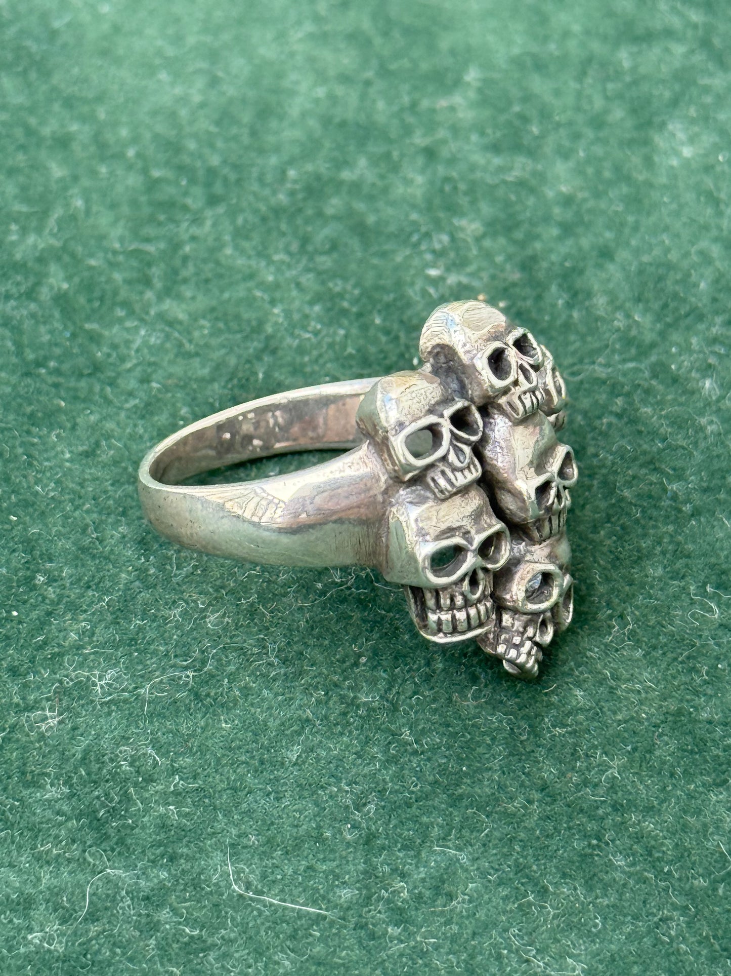 Vintage Sterling Silver 925 Multi Skull Ring – Gothic Biker Punk Jewelry