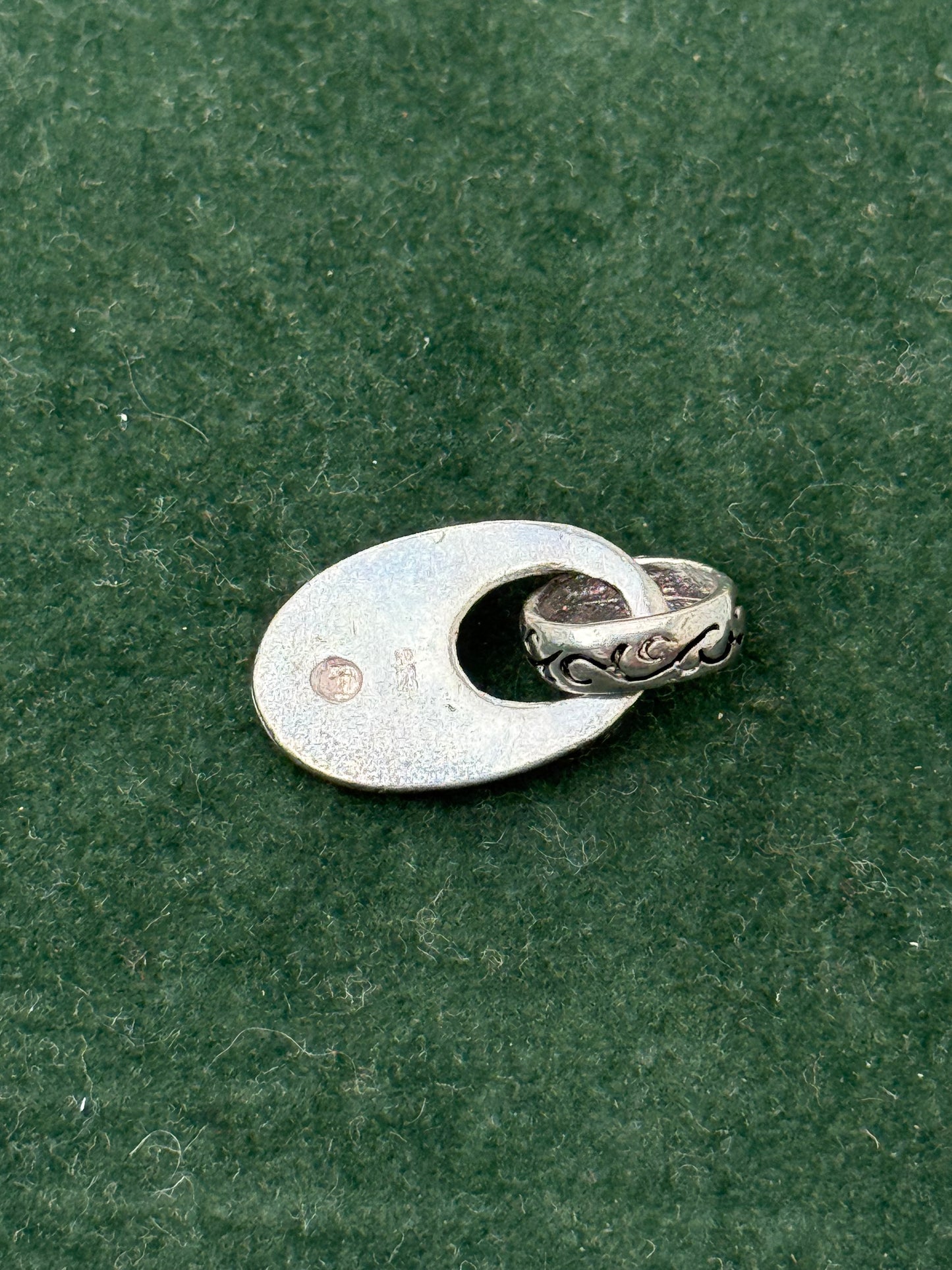 Vintage Sterling Silver Floral Pendant with Black Stone Accent