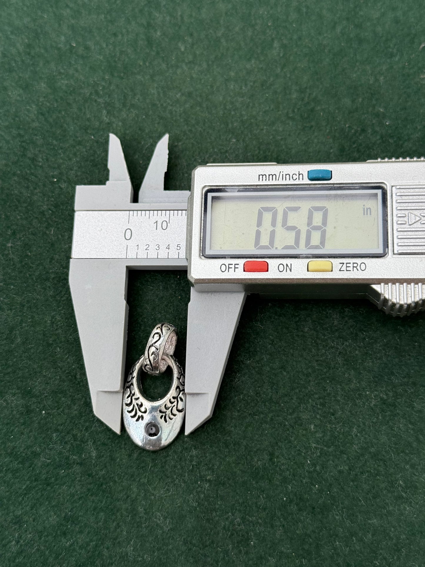 Vintage Sterling Silver Floral Pendant with Black Stone Accent