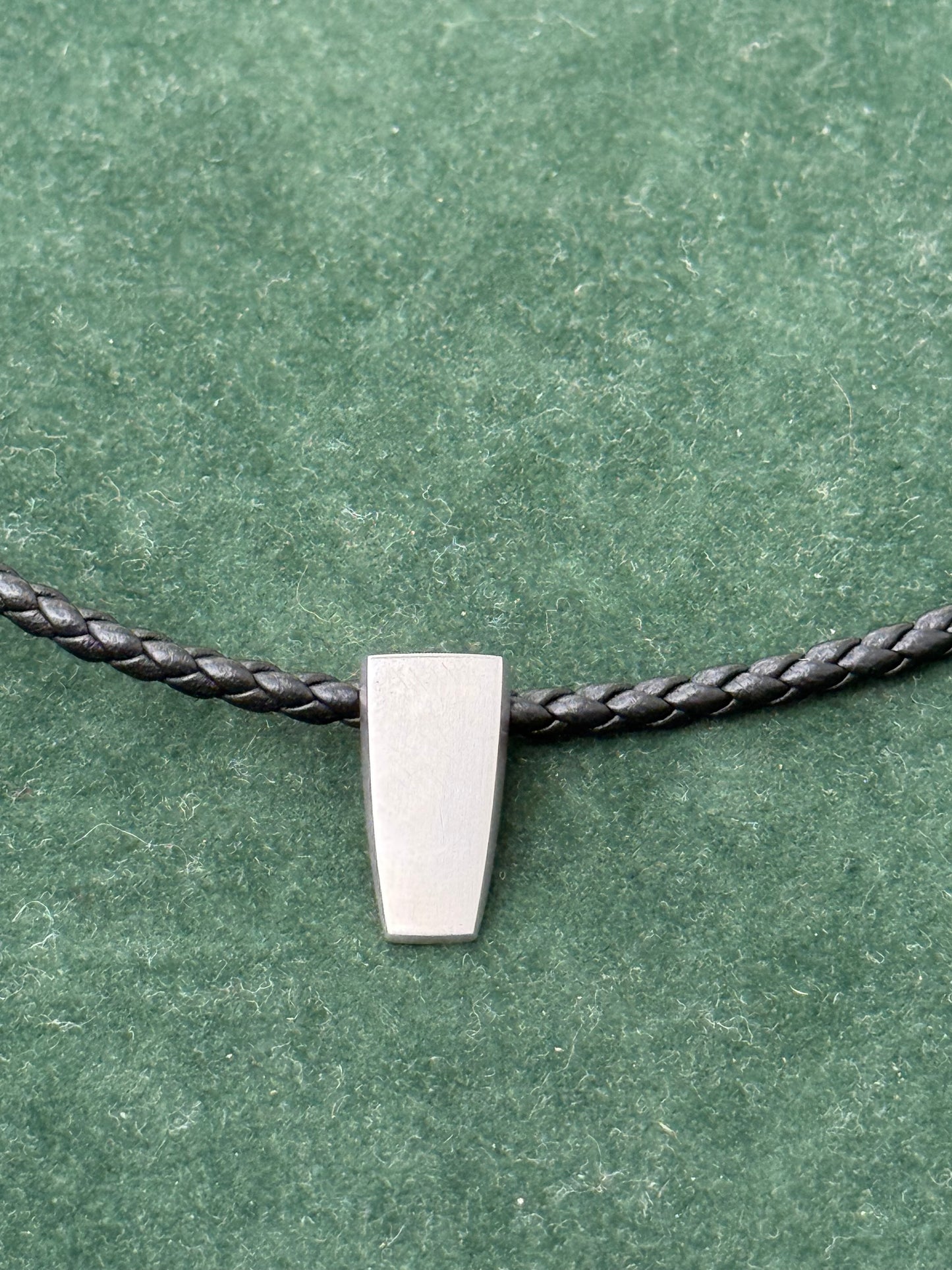 Georg Jensen Denmark 925 Silver Pendant on Braided Leather Necklace