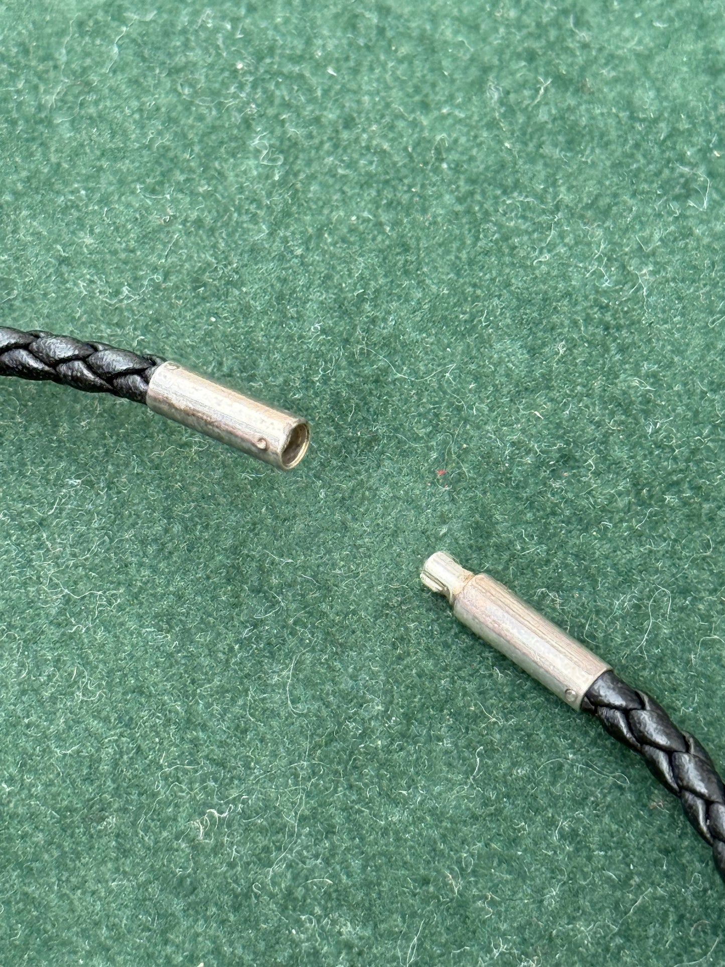 Georg Jensen Denmark 925 Silver Pendant on Braided Leather Necklace