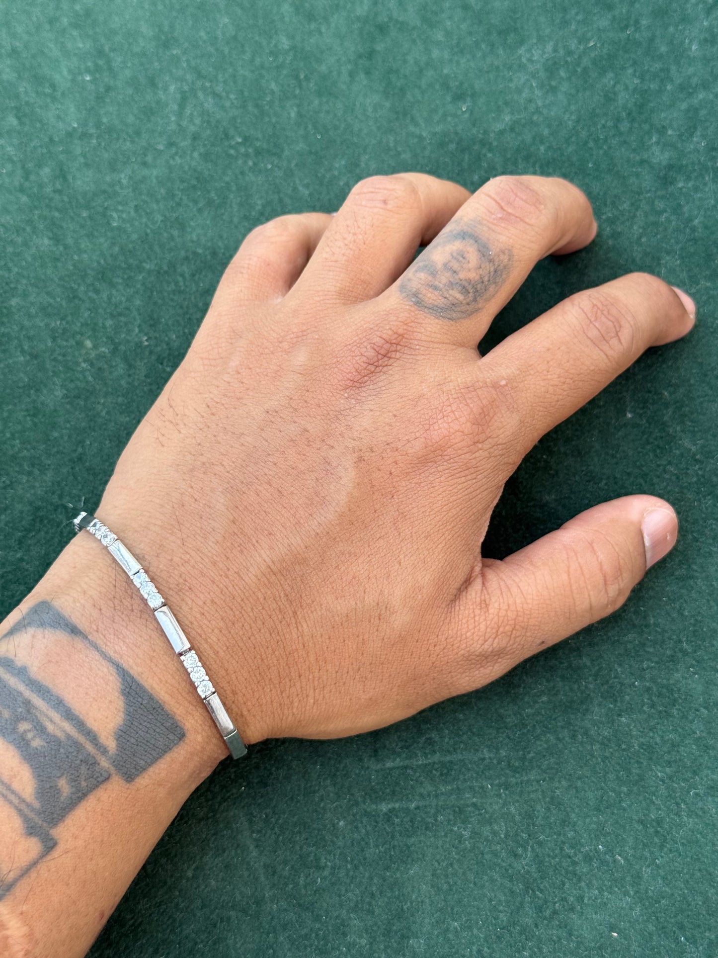 Vintage Silver Misty Rhinestone Link Bracelet