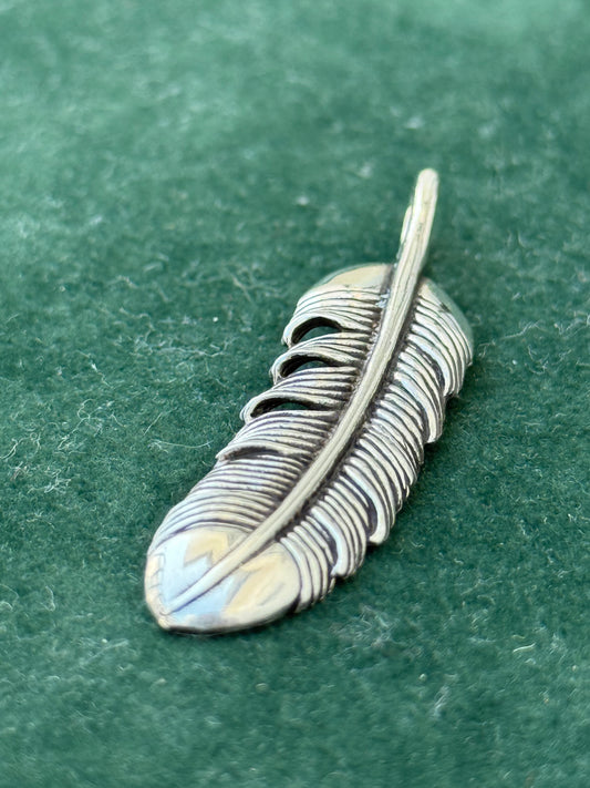 Sterling Silver Feather Pendant Boho Native Inspired Design