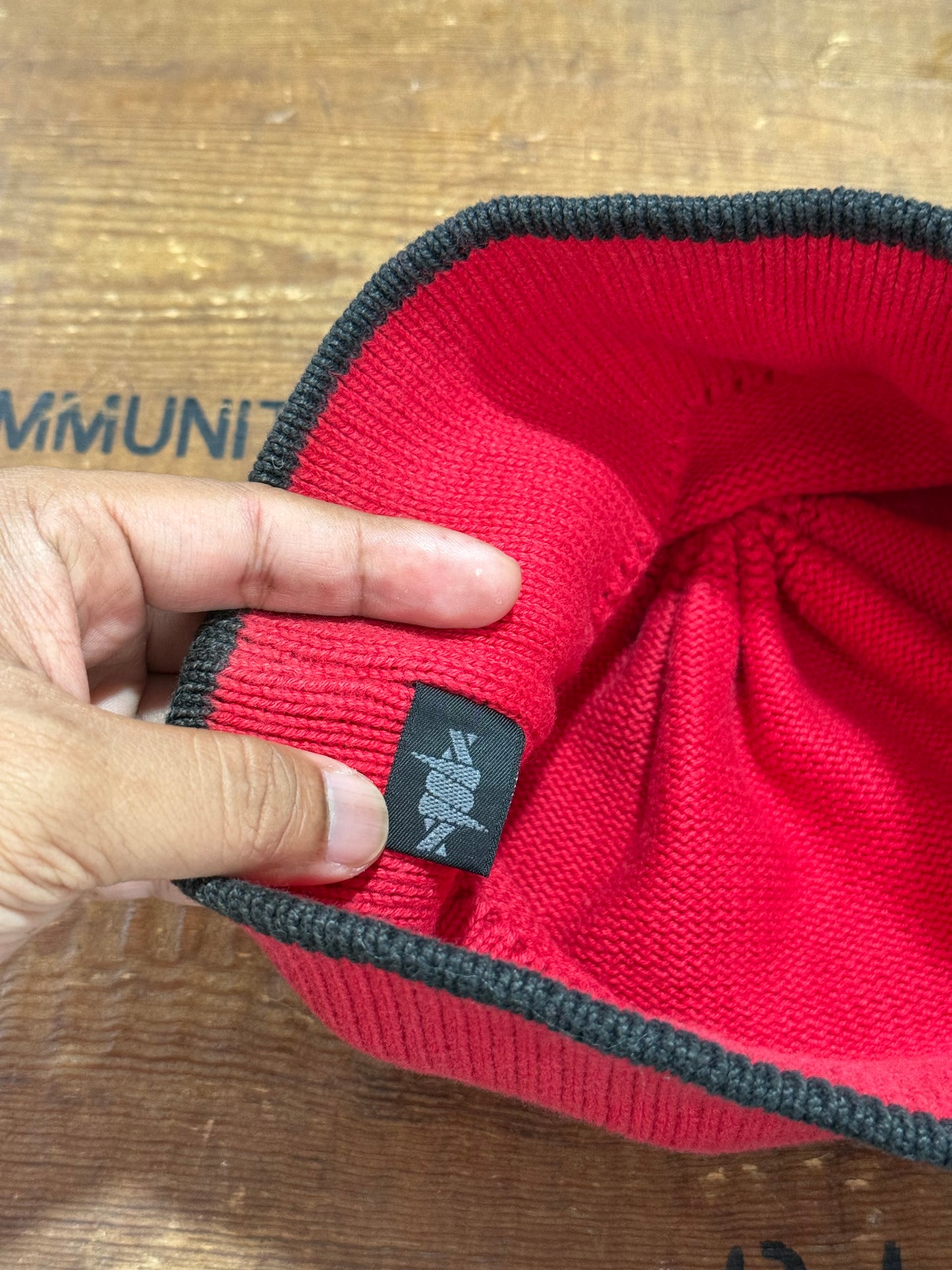 Vintage RECON Red Knit Beanie Hat Futura Stash Streetwear