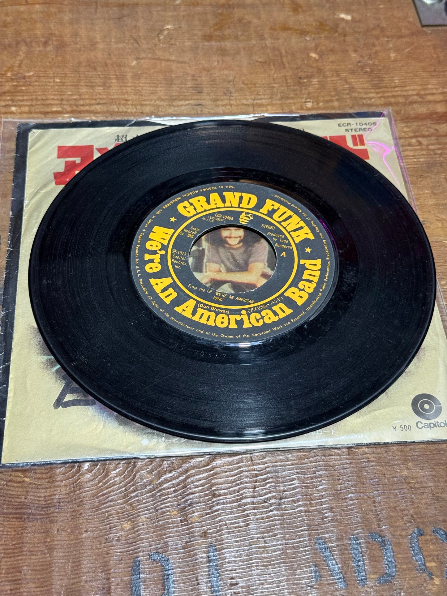 Vintage Grand Funk Railroad We’re An American Band 7” Vinyl Japan Press Capitol 45 RPM