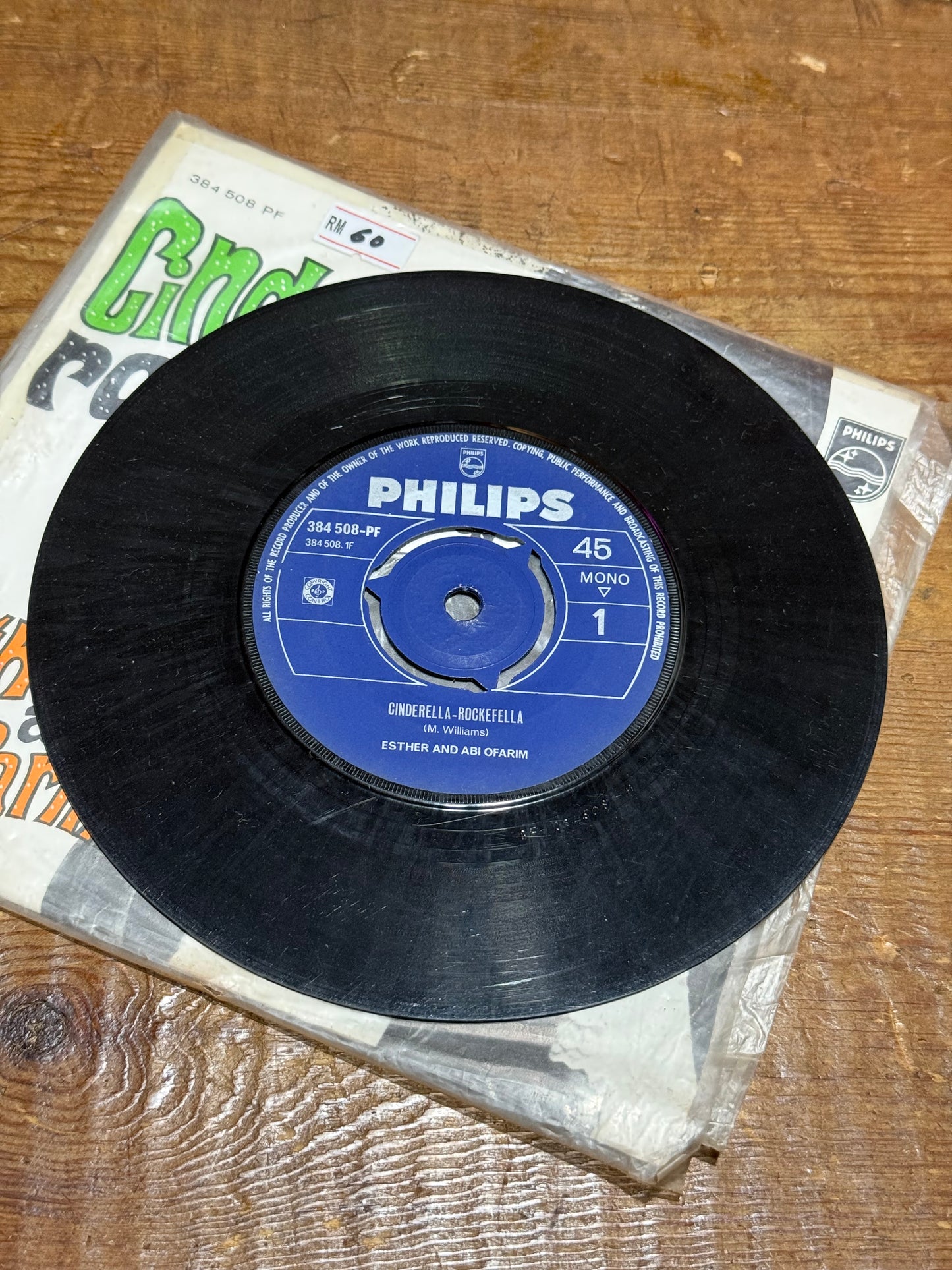 Vintage Cinderella Rockefeller 7” Vinyl Esther & Abi Ofarim Philips 45 RPM