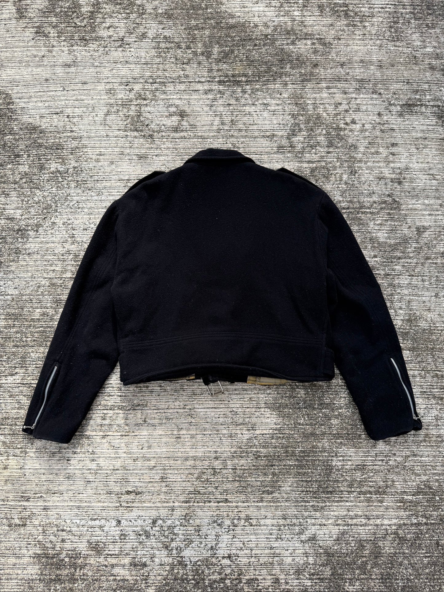 Vintage 1970s Artificial Eye London Wool Biker Jacket Cropped Motorcycle Style