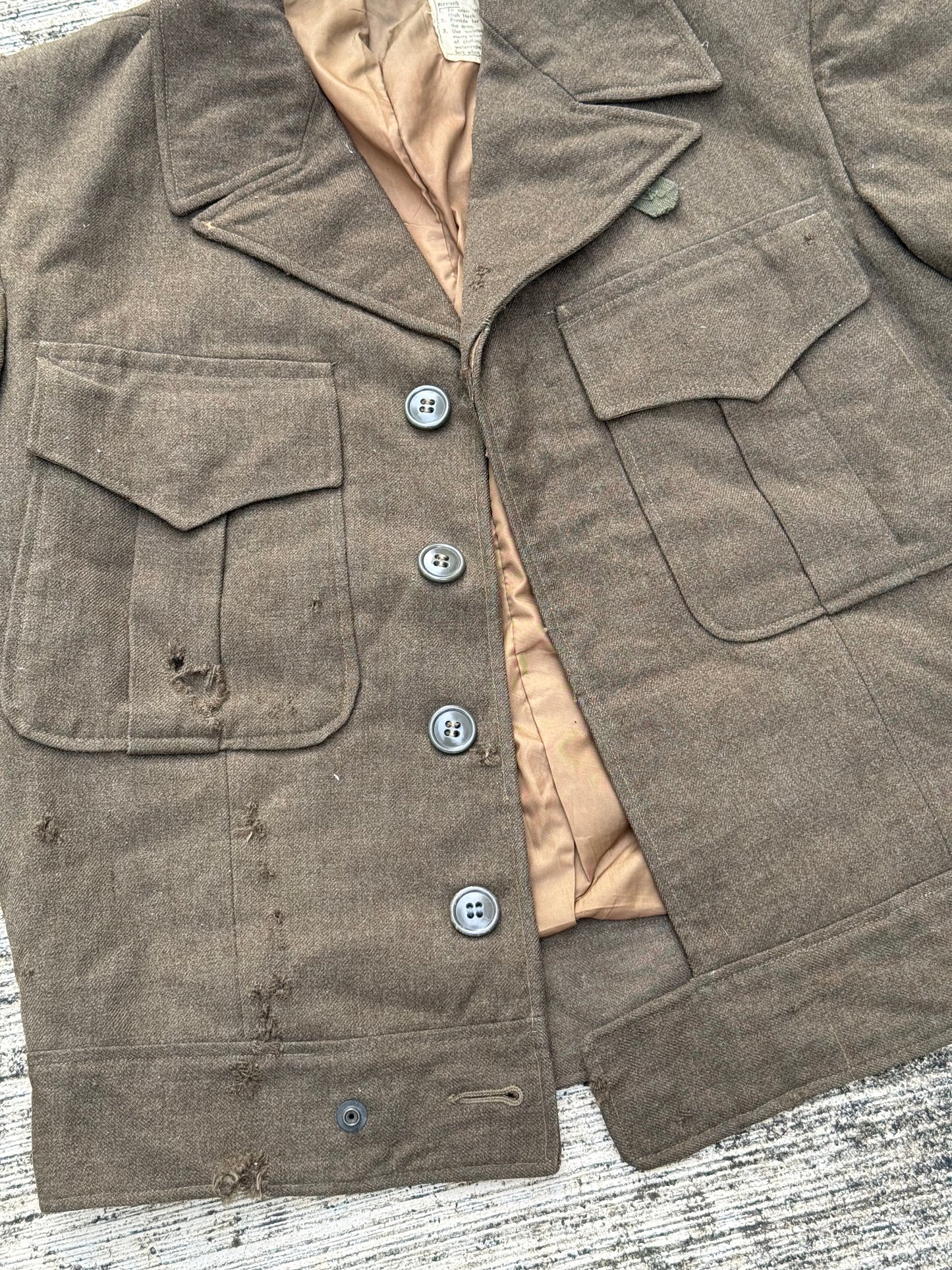 Vintage WWII 1940s U.S. Army Ike Jacket – M1944 Wool Field Jacket Military Olive Drab