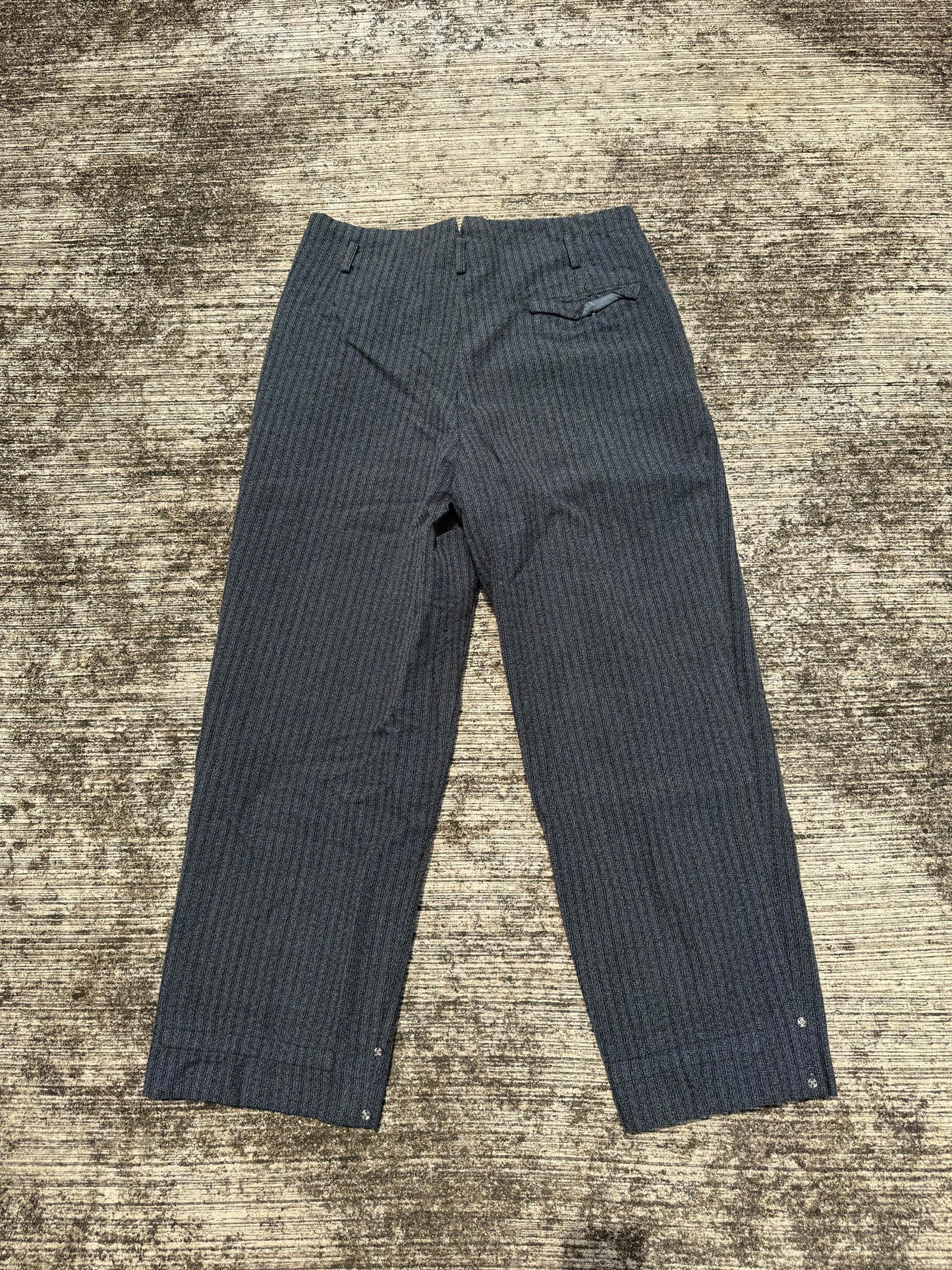 Vintage 60s 70s Gentlemen 3-Star Salt & Pepper Wool Trousers High Waist Wide Leg Pleated Cuffed Pants