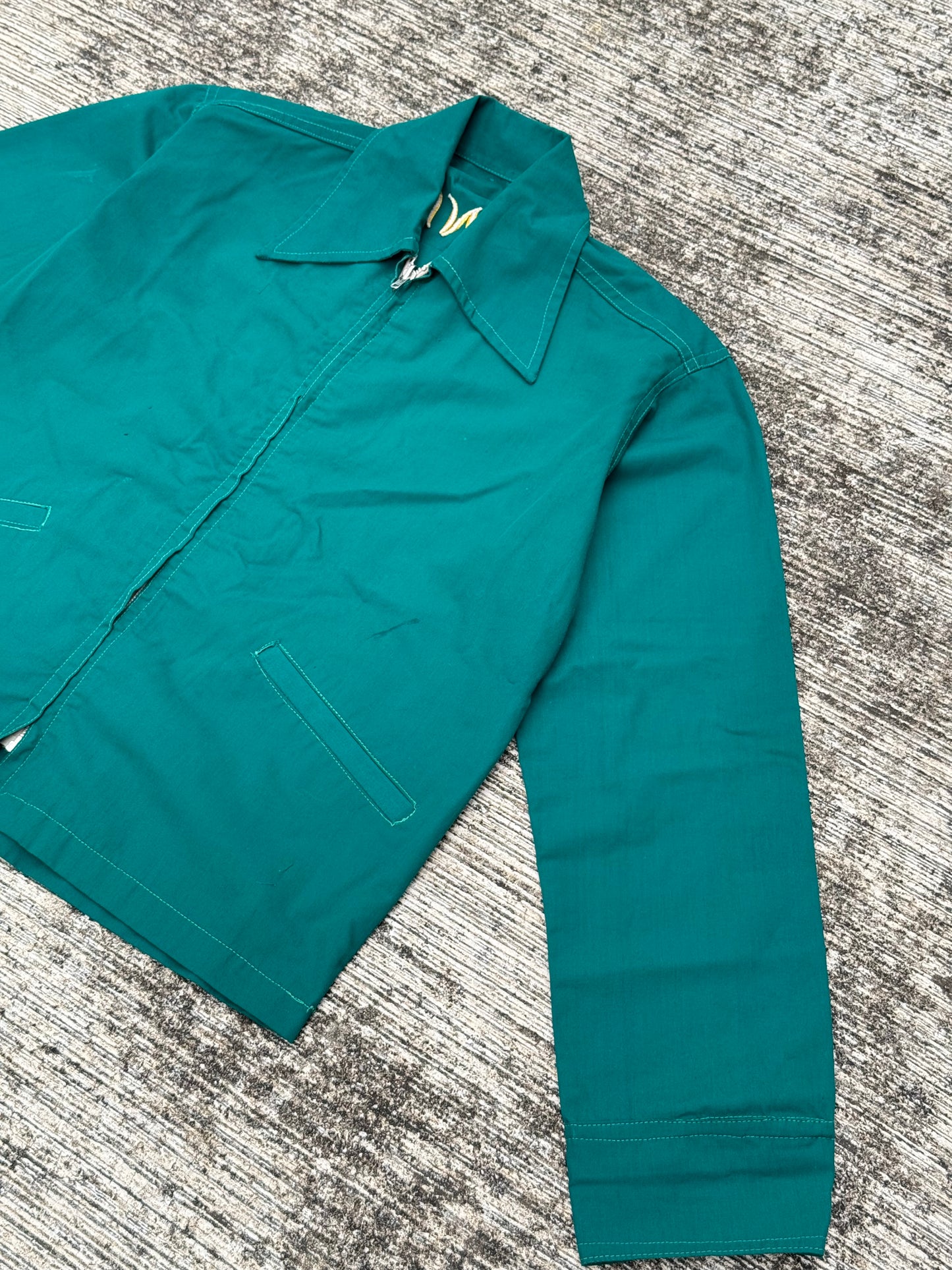 Vintage 60s 70s Philippine Souvenir Jacket – Teal Green Embroidered Map Baguio City Manila Tour Jacket
