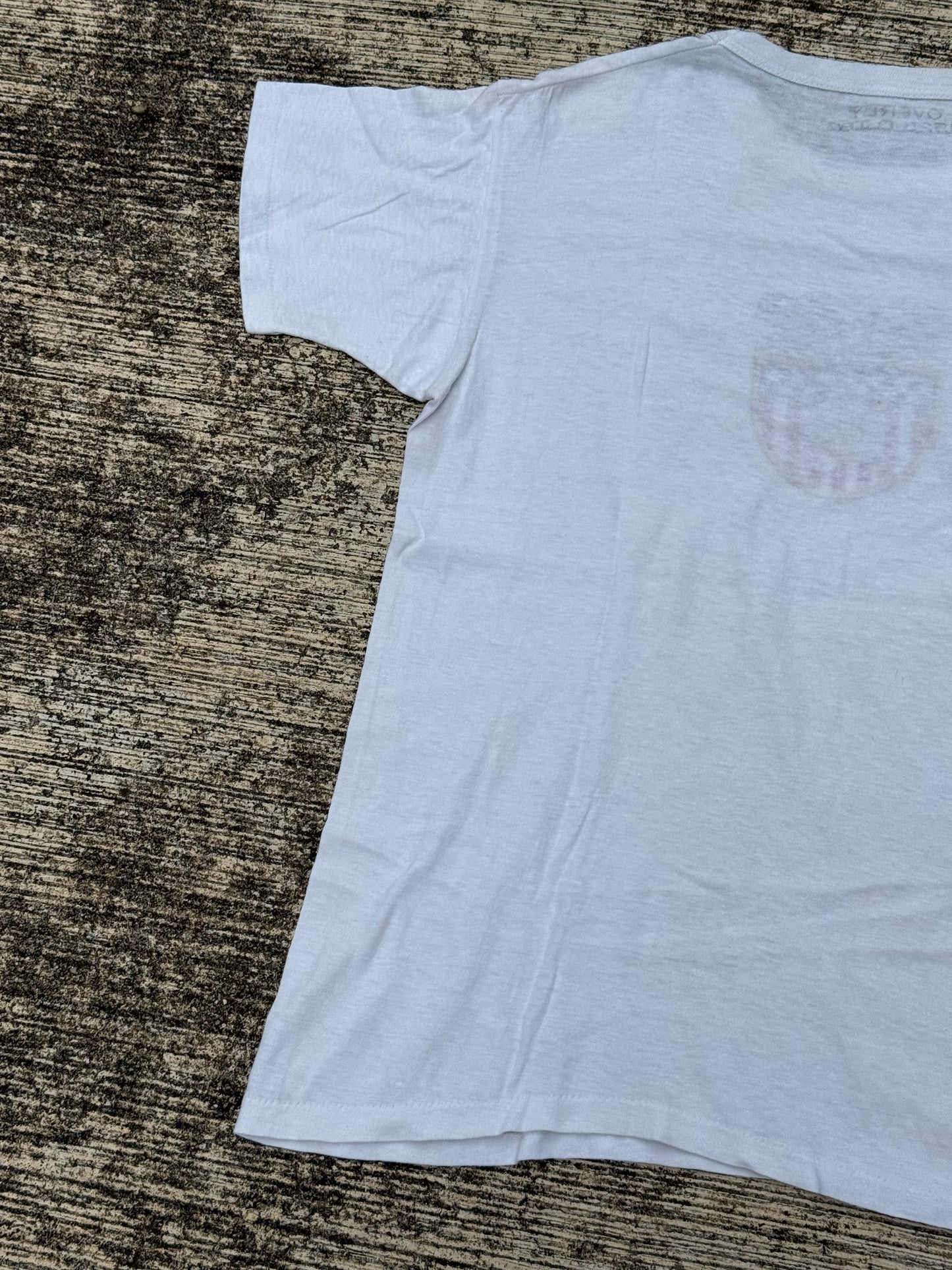 Rare 1940s Valley Forge Military Academy T-Shirt Vintage Single Stitch White Tee USA Eagle Crest Graphic