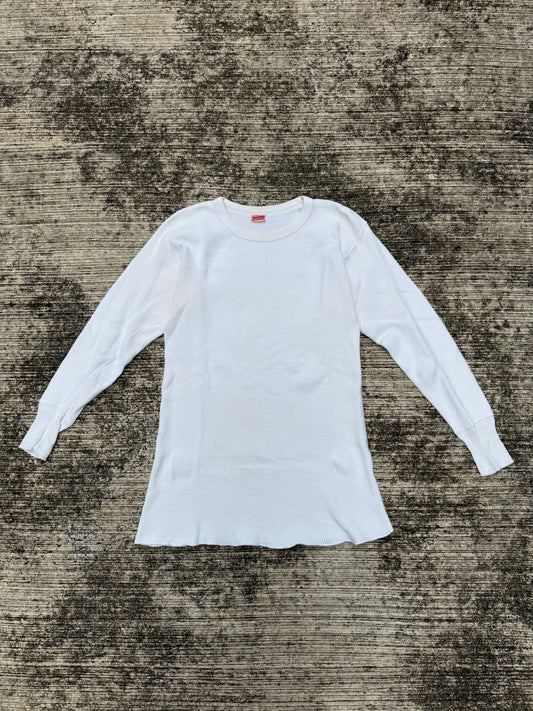 Vintage 1950s Healthknit Thermal Long Sleeve Shirt White Waffle Knit USA