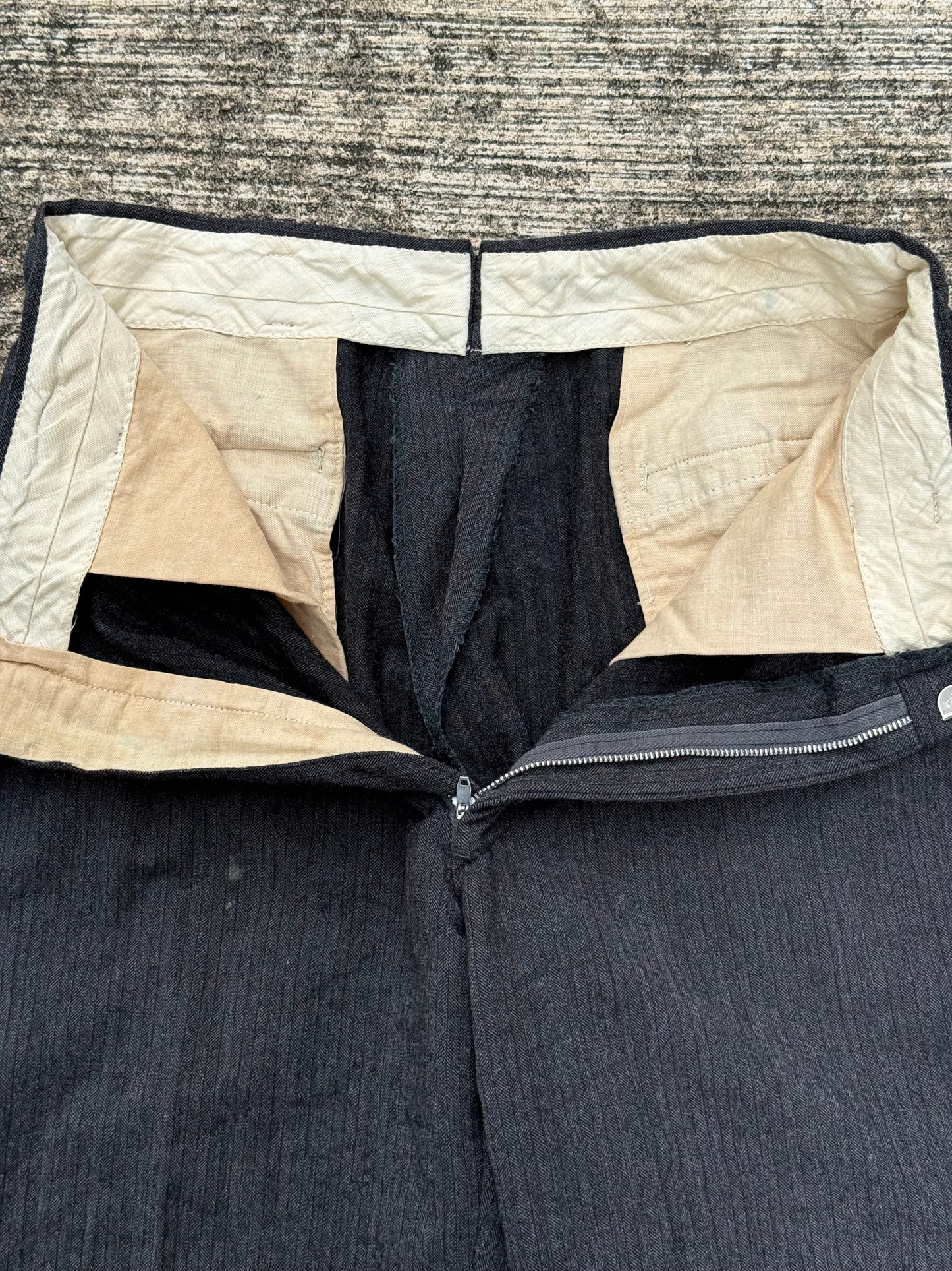 Rare 1940s–1950s Wool Stripe Work Pants Vintage Pinstripe Trousers